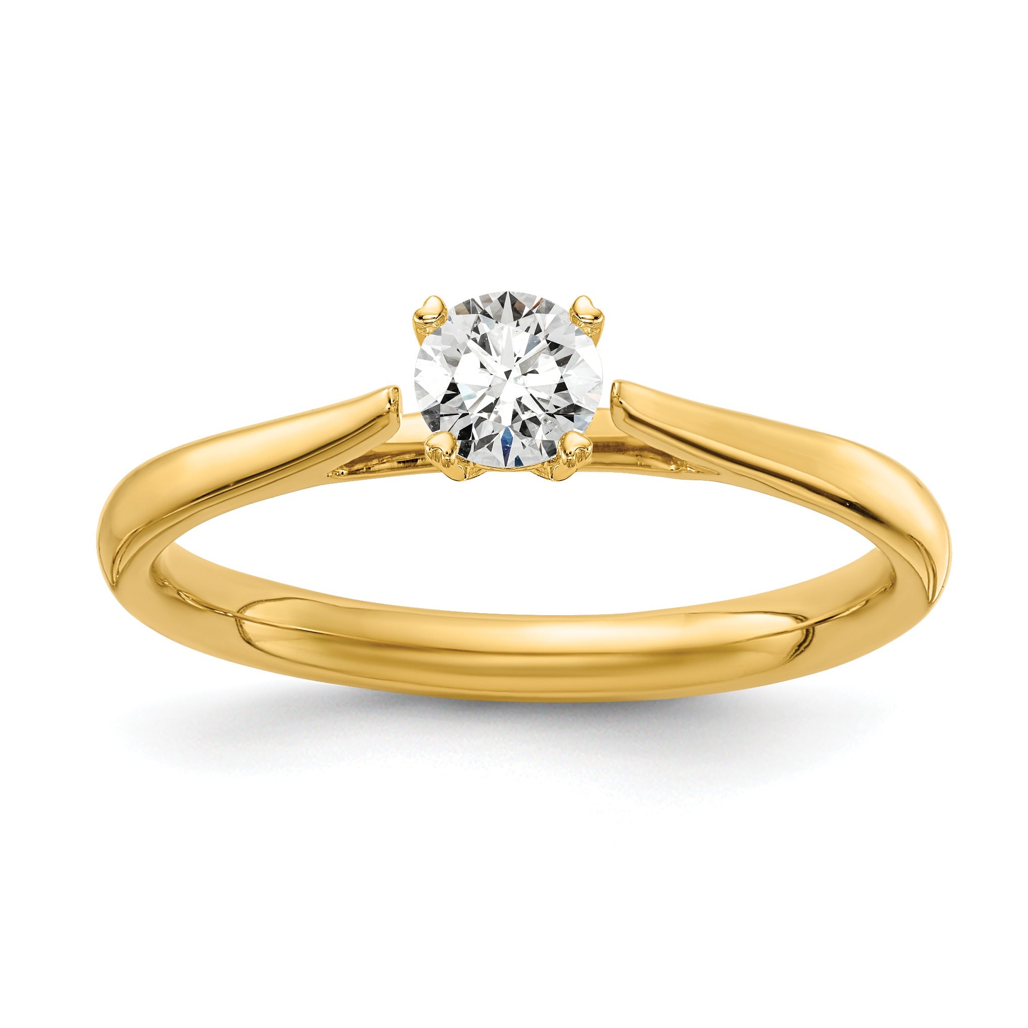 14K  Gold Lab Grown Round Diamond Solitaire Ring