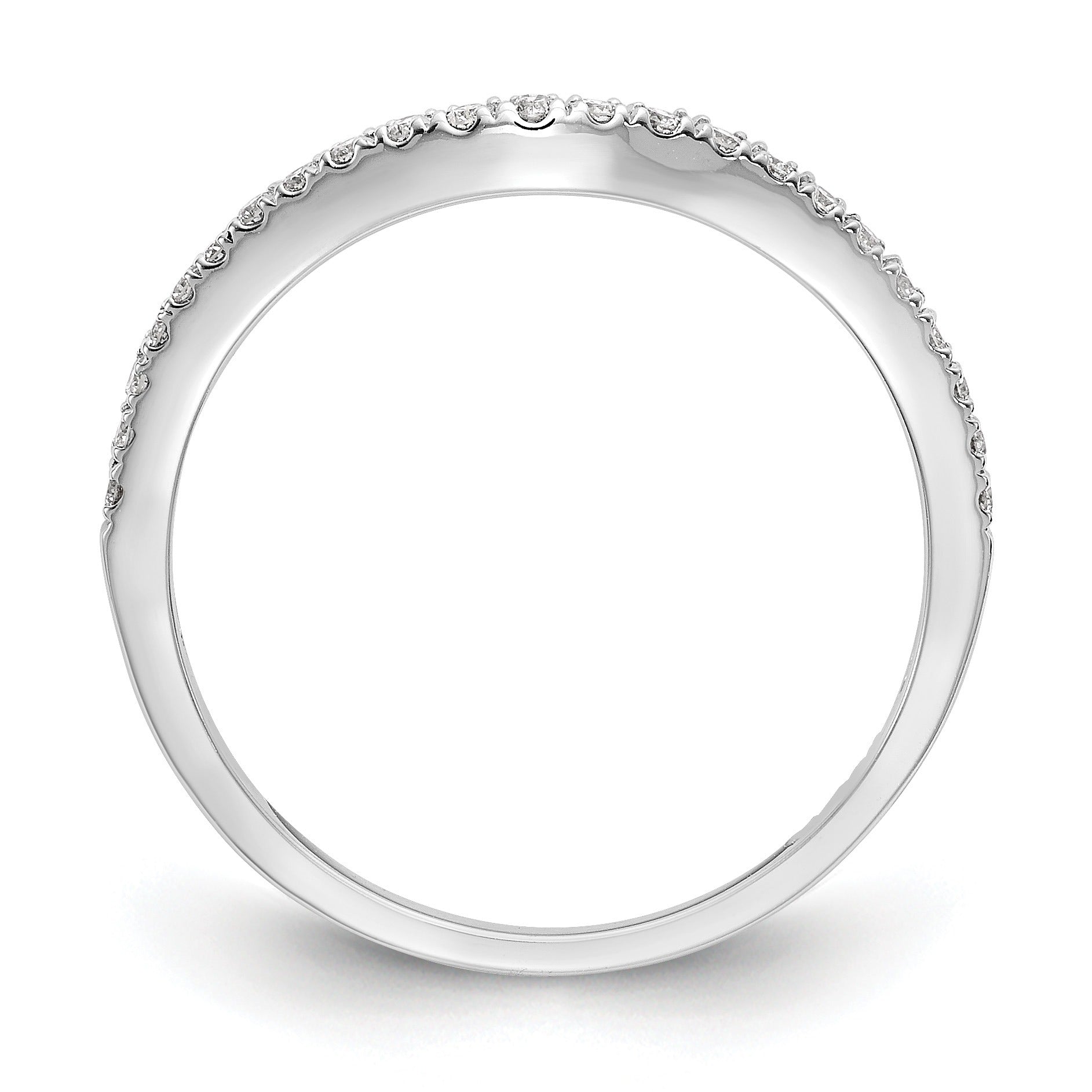 0.12 Ct Round Lab Diamond Pavé 14K White Gold Curved Wedding Enhancer Band