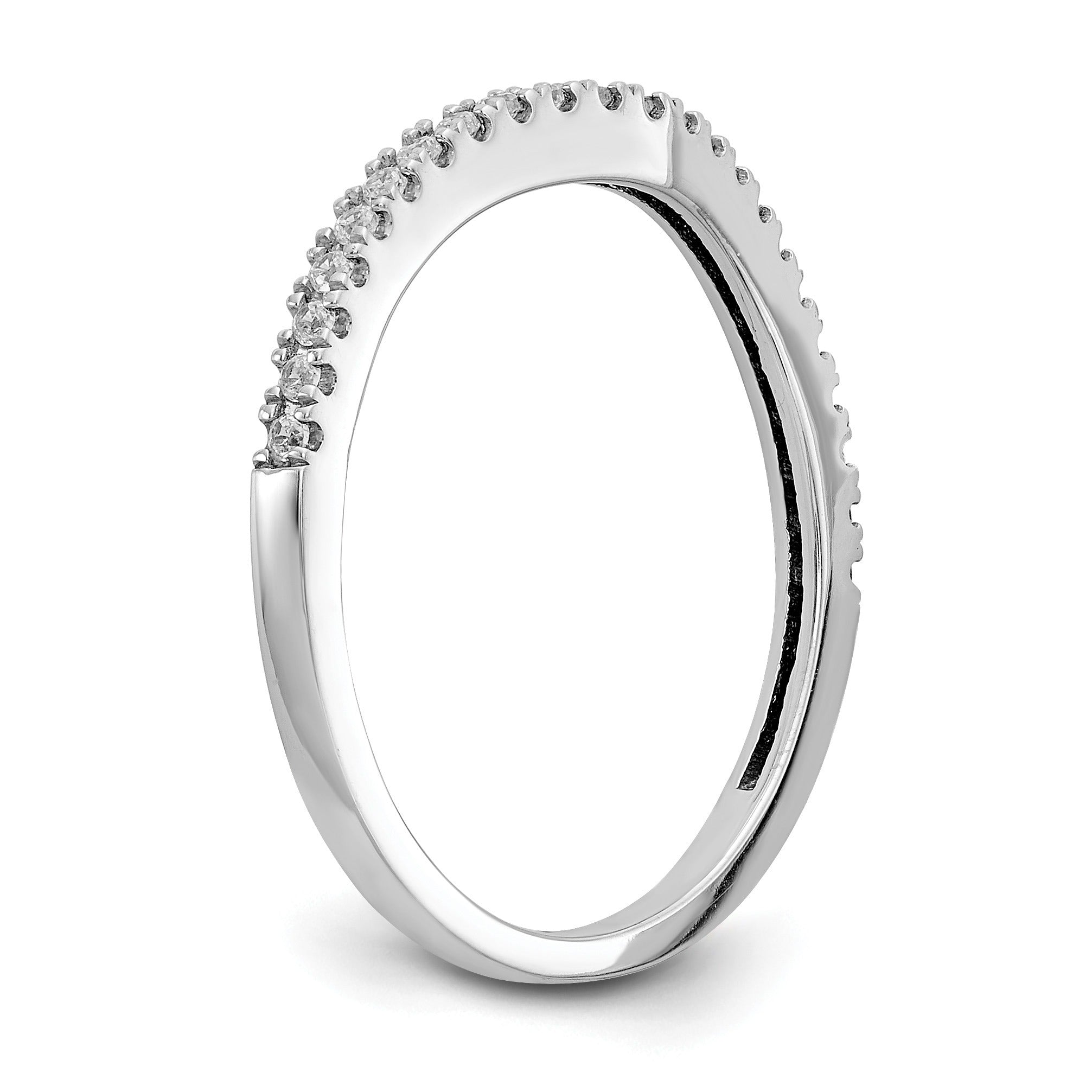 0.12 Ct Round Lab Diamond Pavé 14K White Gold Curved Wedding Enhancer Band