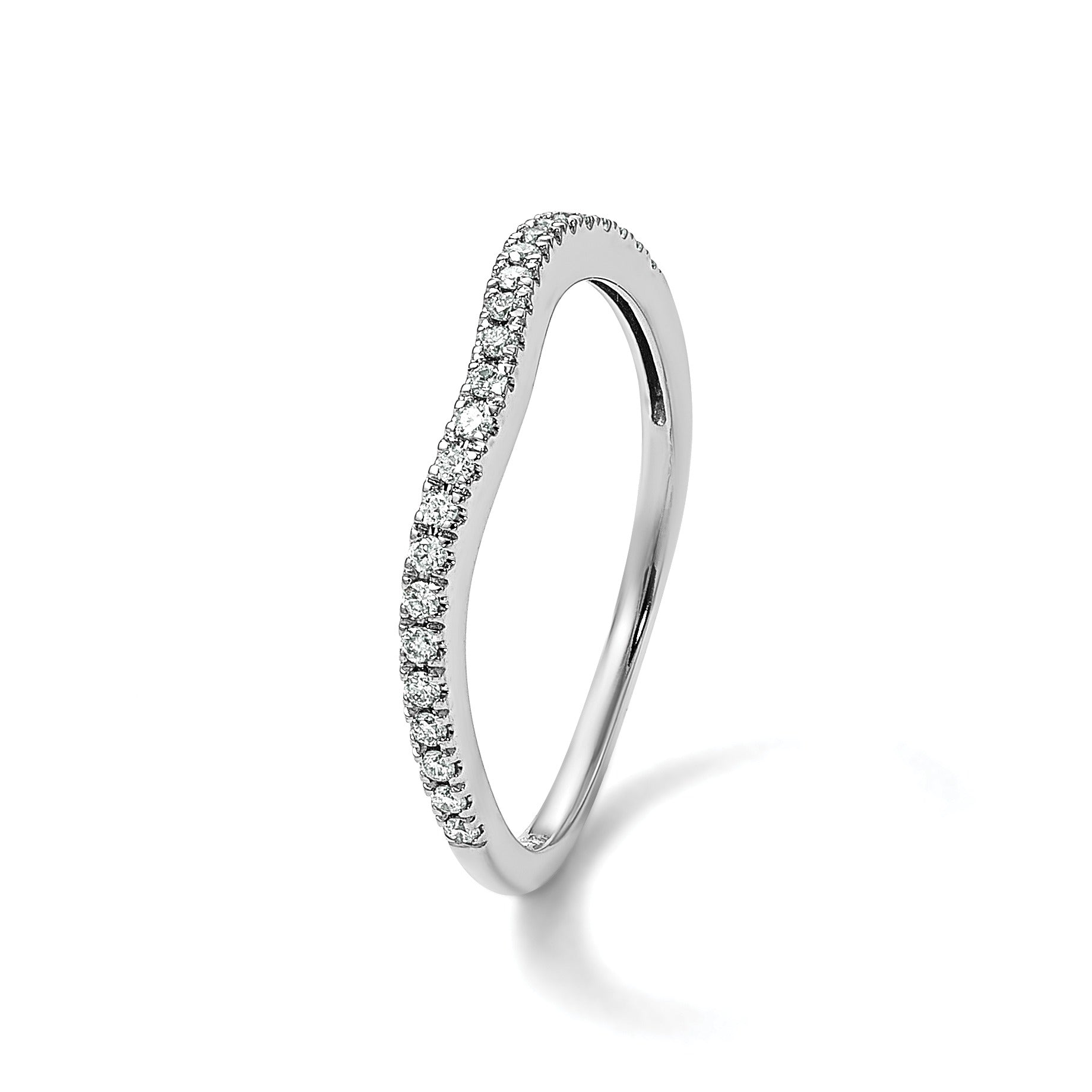 0.12 Ct Round Lab Diamond Pavé 14K White Gold Curved Wedding Enhancer Band