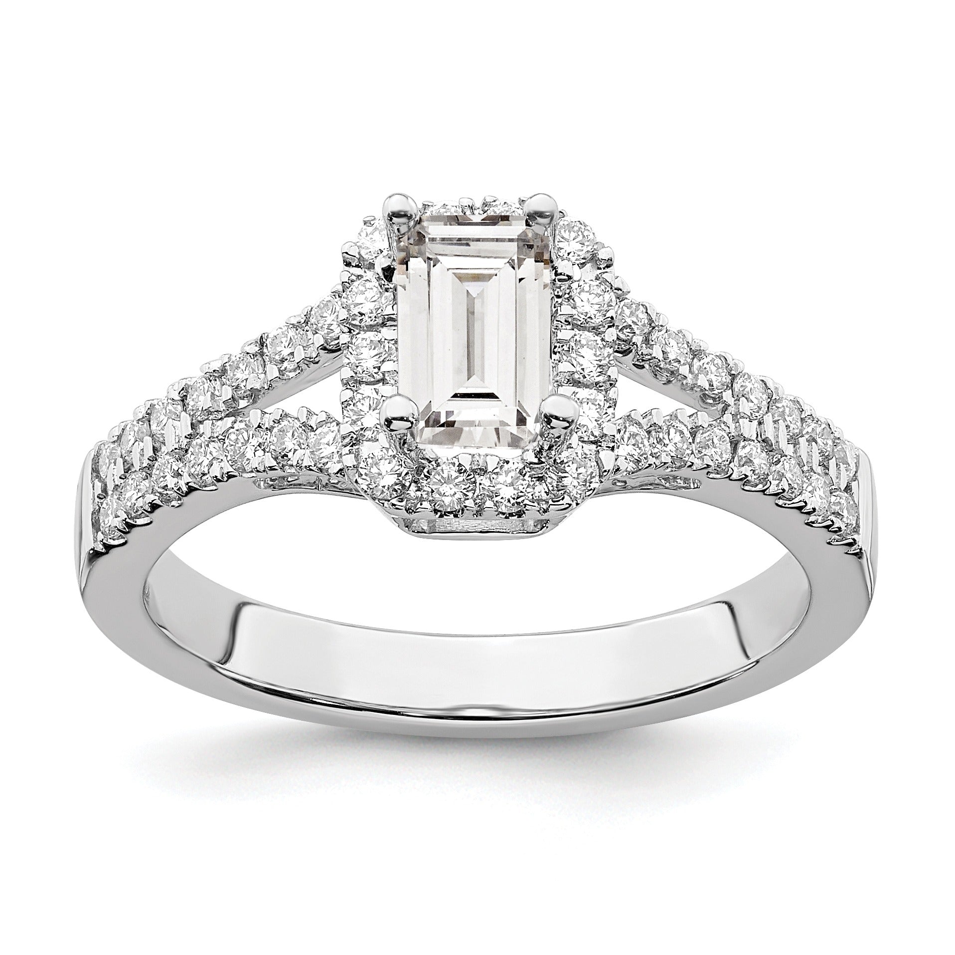Lab Grown Emerald-Cut Diamond Halo Engagement Rings