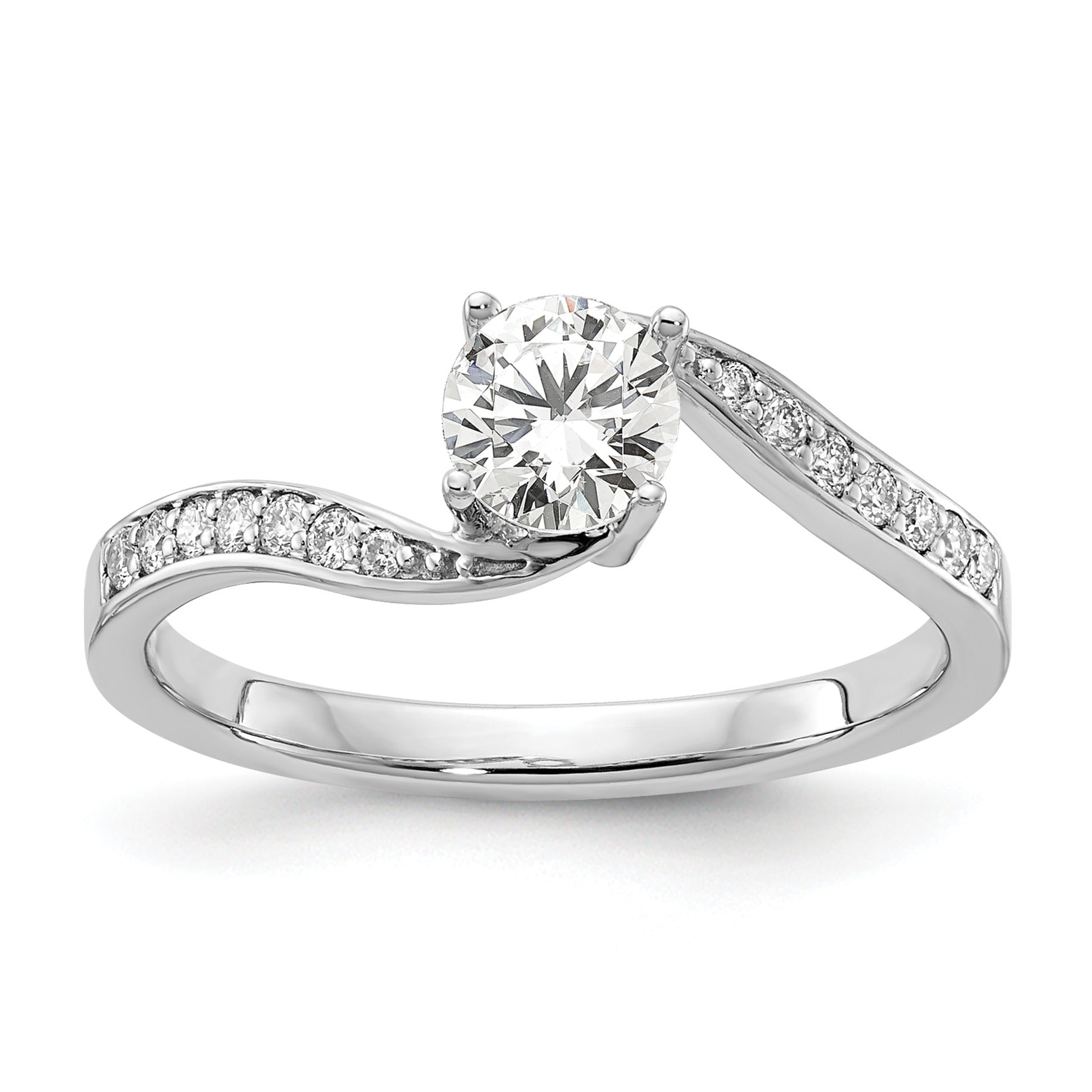 14k White Gold Lab Grown Diamond Round By-Pass Engagement Ring