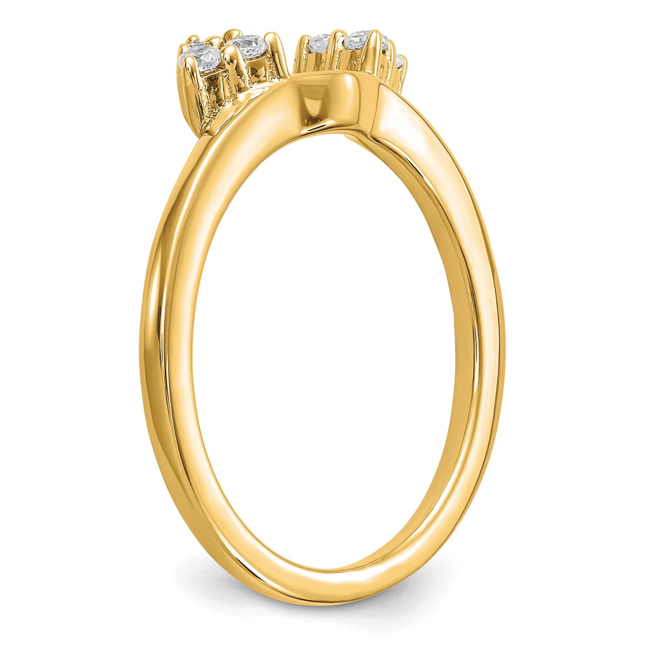 Round Lab Grown Diamond Prong 14K Yellow Gold Tri-Cluster Ring Wrap Enhancer Band