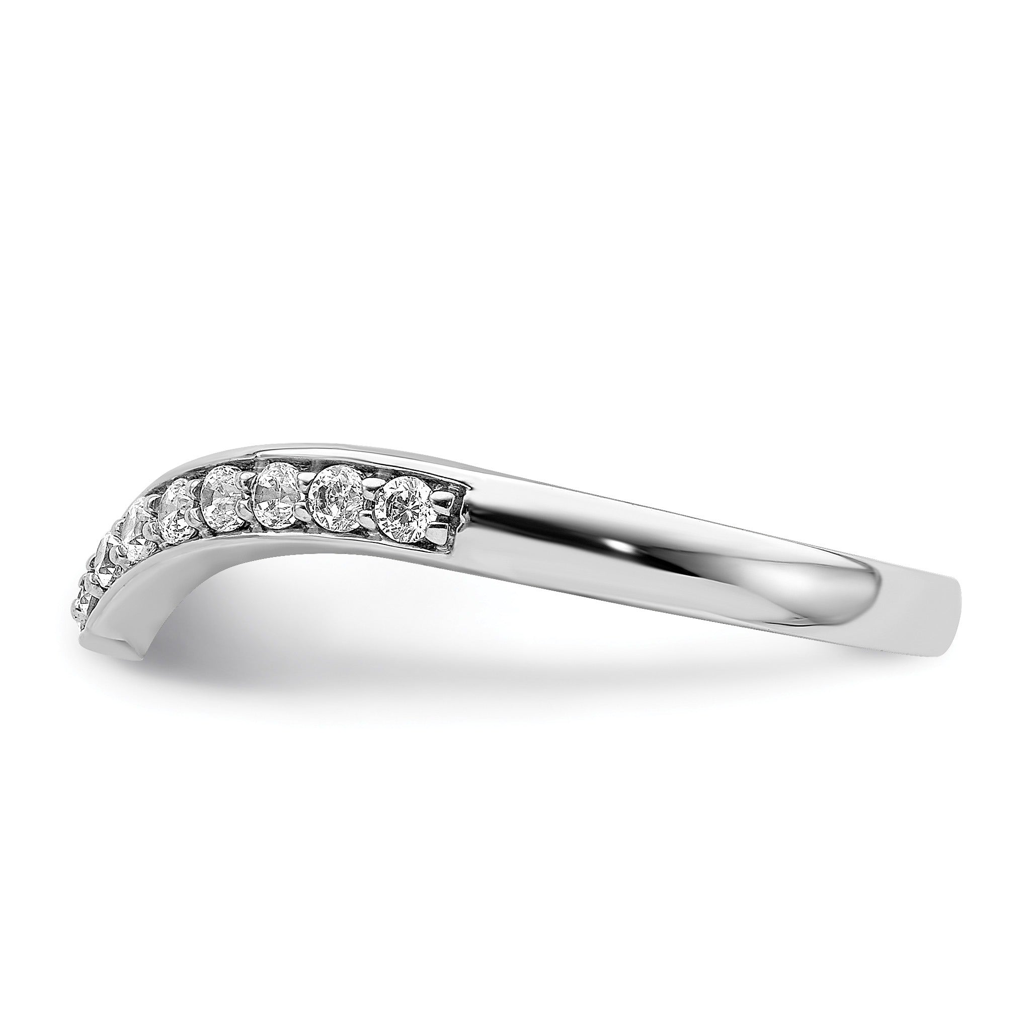 Round Lab Grown Diamond Pavé 14K White Gold Curved Ring Guard Enhancer Band