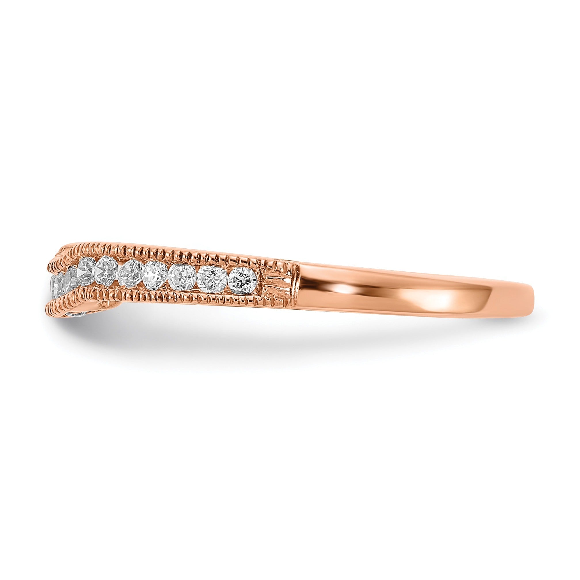 0.25 Ct Round Lab Diamond Channel 10K Rose Gold Curved Wedding Enhancer Band