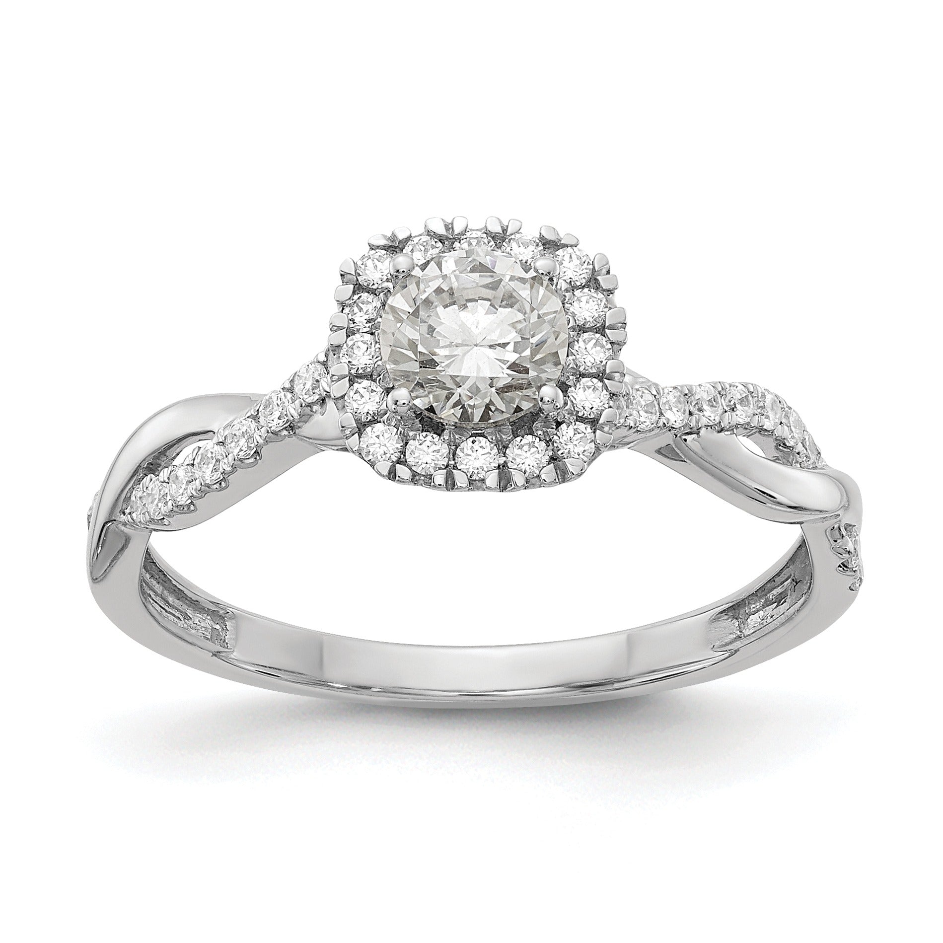 Lab Grown Diamond Criss Cross Halo Engagement Ring