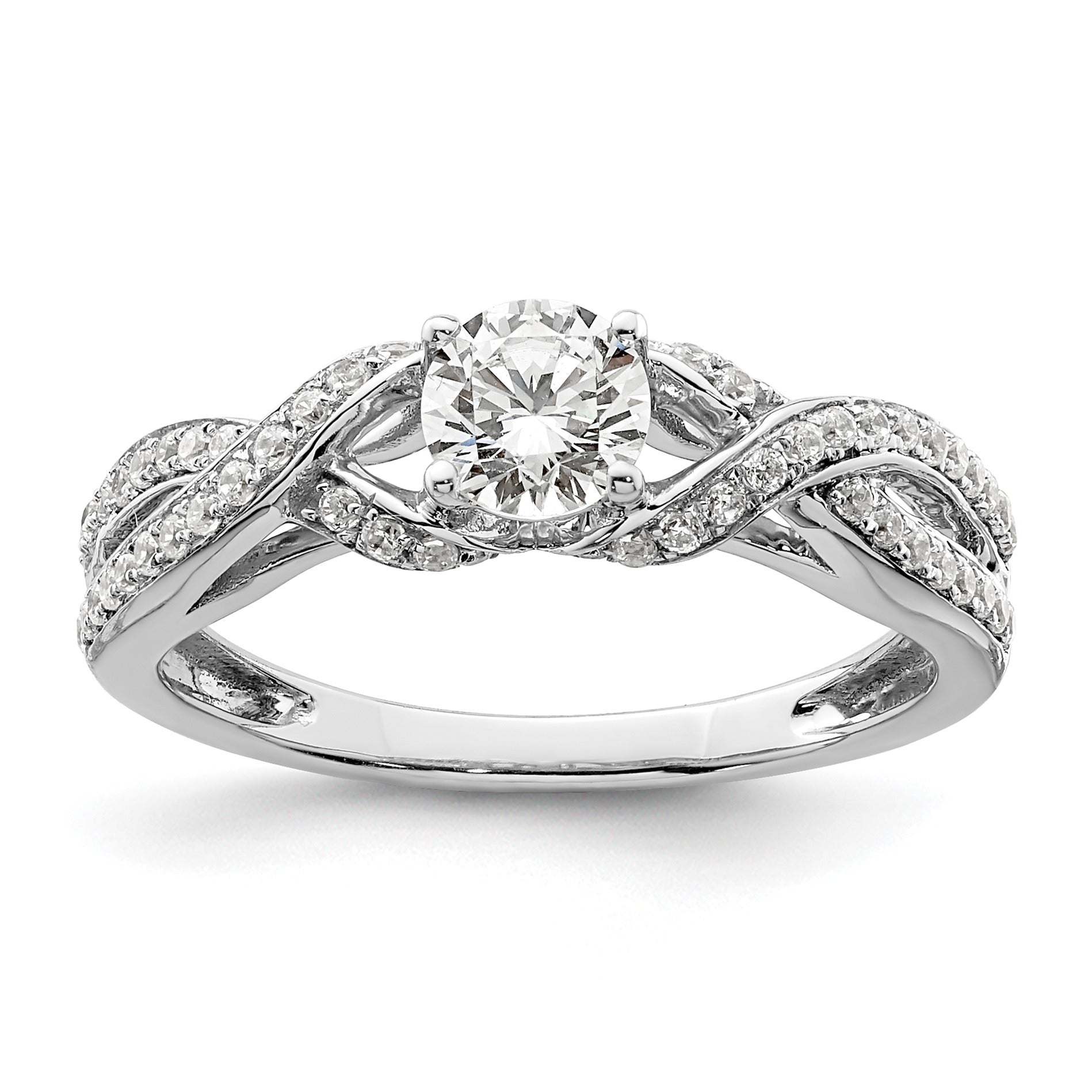 10k White Gold Lab Grown Diamond Twist Bypass Engagment Ring