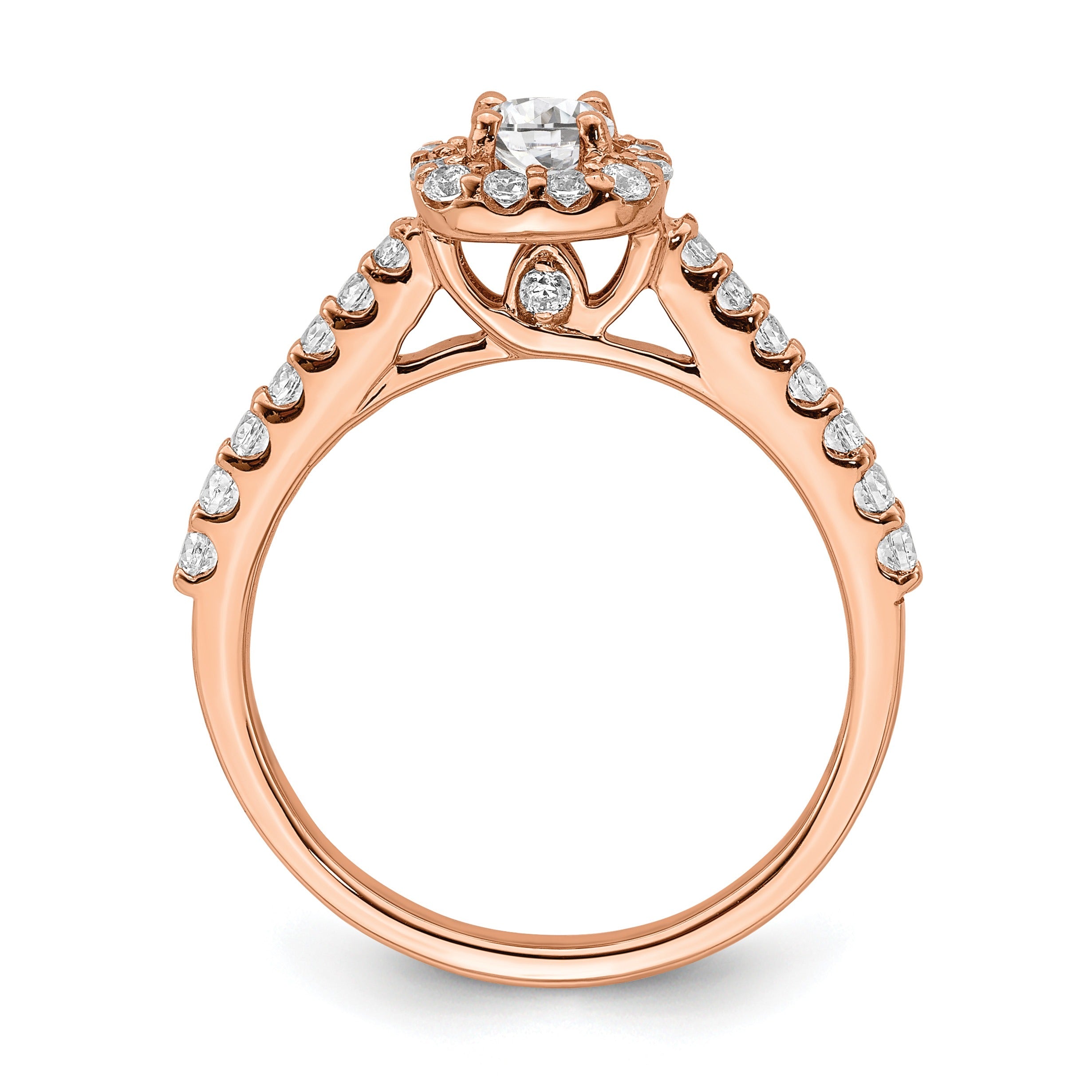 14k Rose Gold Lab Grown Diamond Round Halo Engagement Ring 0.75 ct