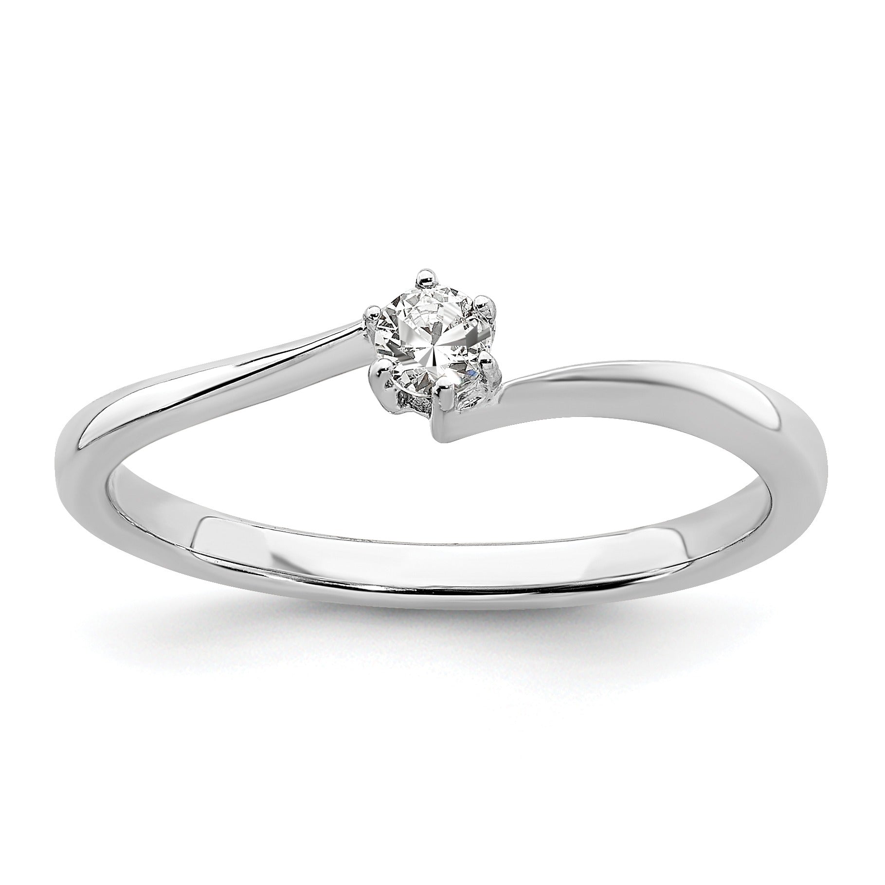 14K White Gold Lab Grown Diamond Petite Round Engagement Ring