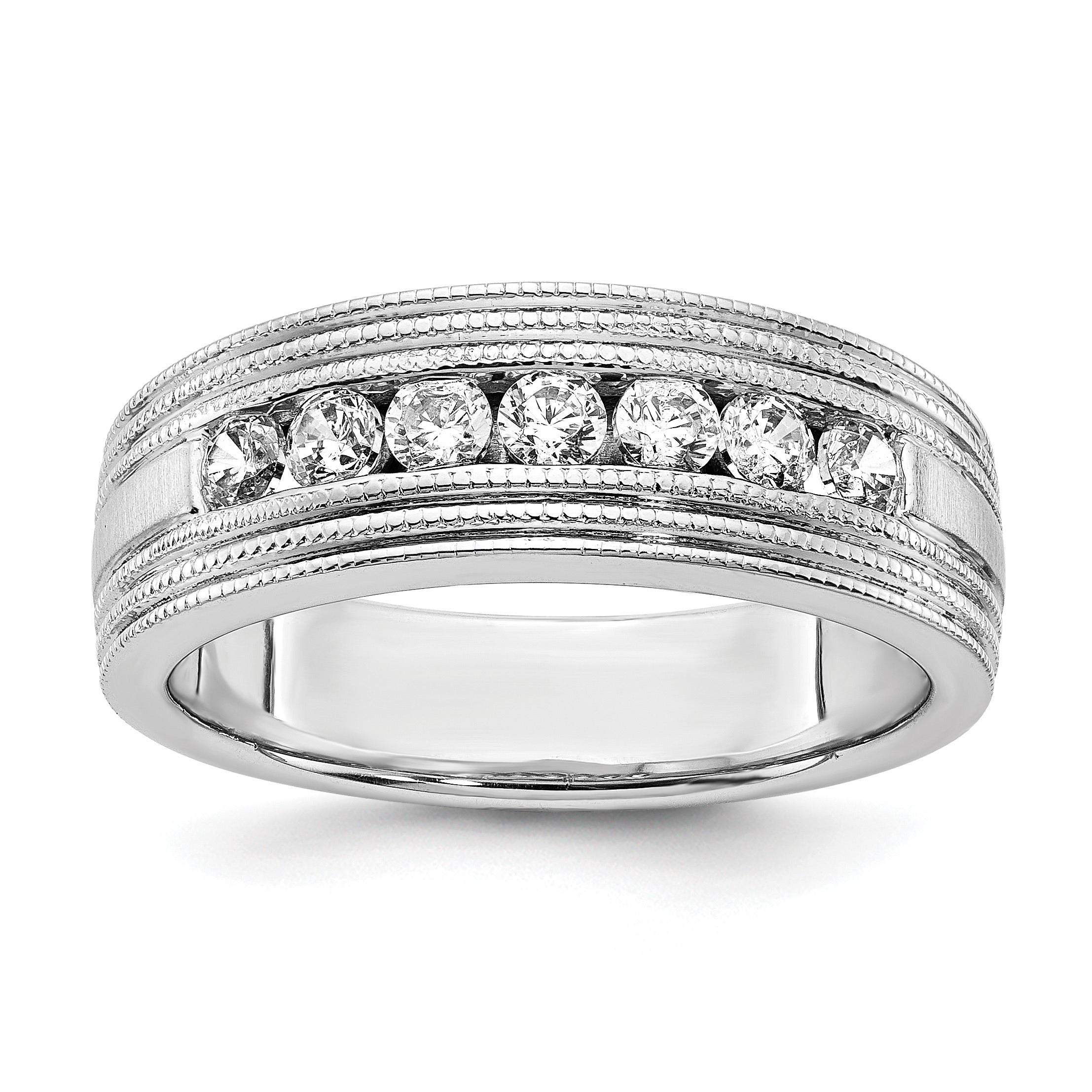 5/8 ct Lab Grown Diamond Seven Stone Men's Band Ring 14k White Gold