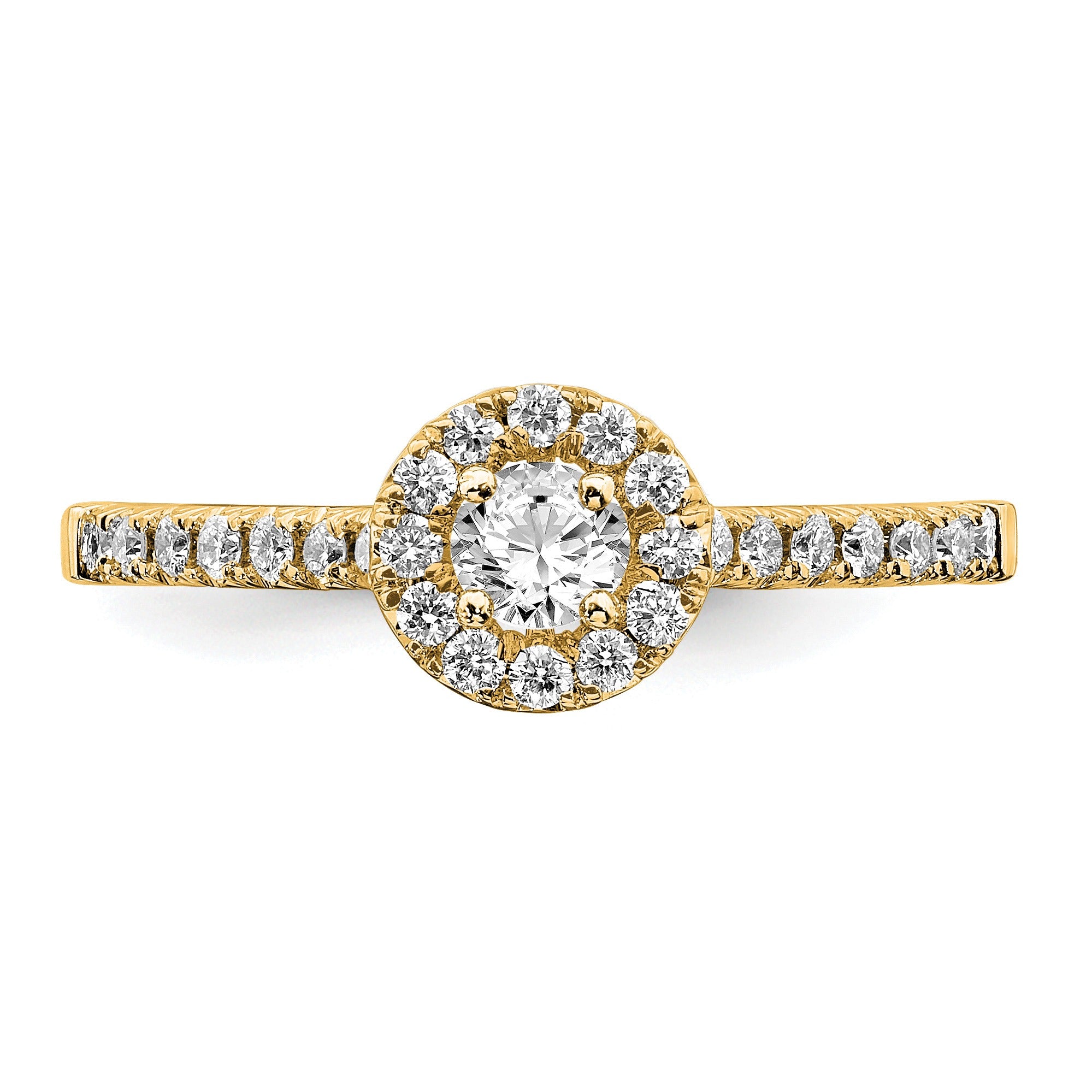 14k Yellow Gold Round Lab Grown Diamond Halo Engagement Ring 0.75 Ct