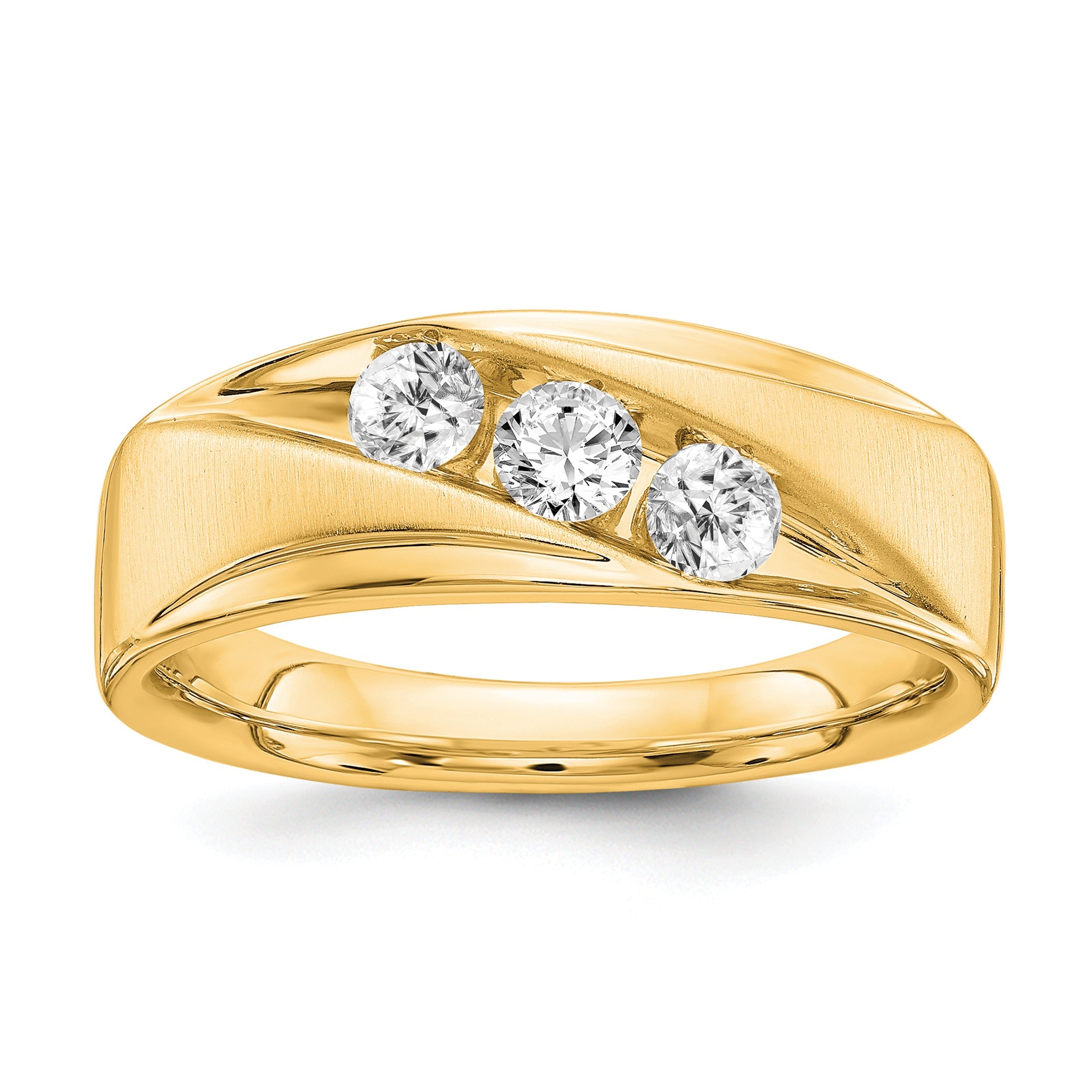 Lab Grown Diamond Three Stone Wedding Band Men Ring