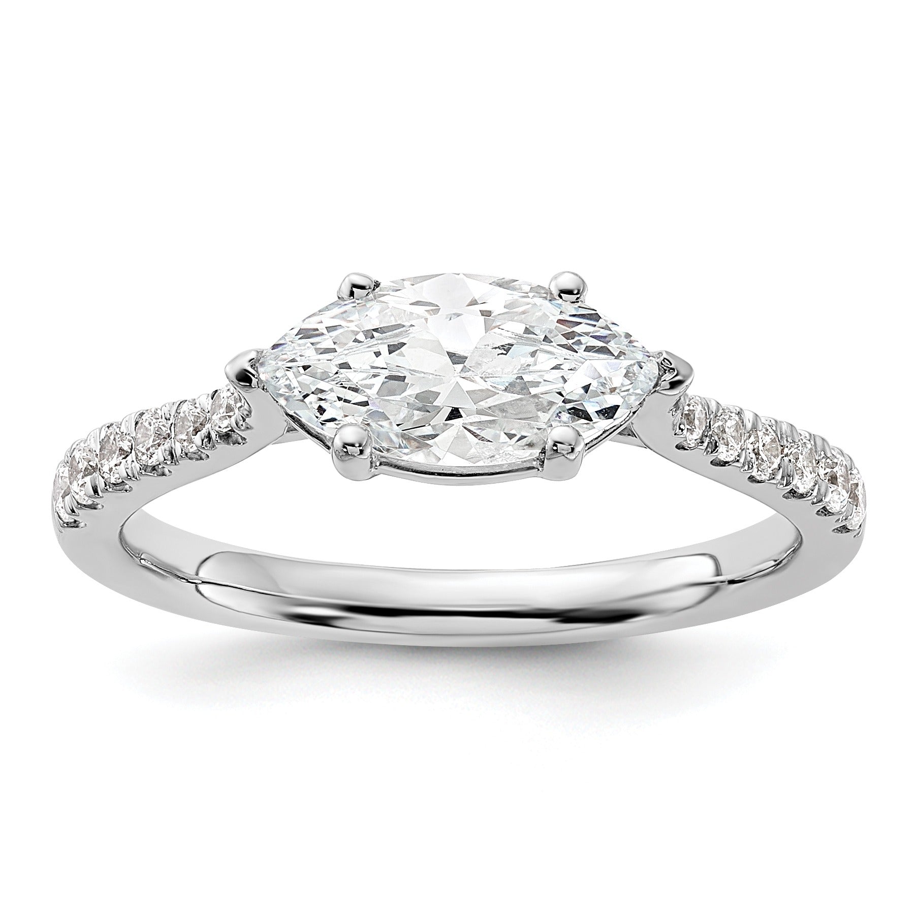 14k White Gold Lab Grown Diamond East-West Marquise Engagement Ring Semi Mount