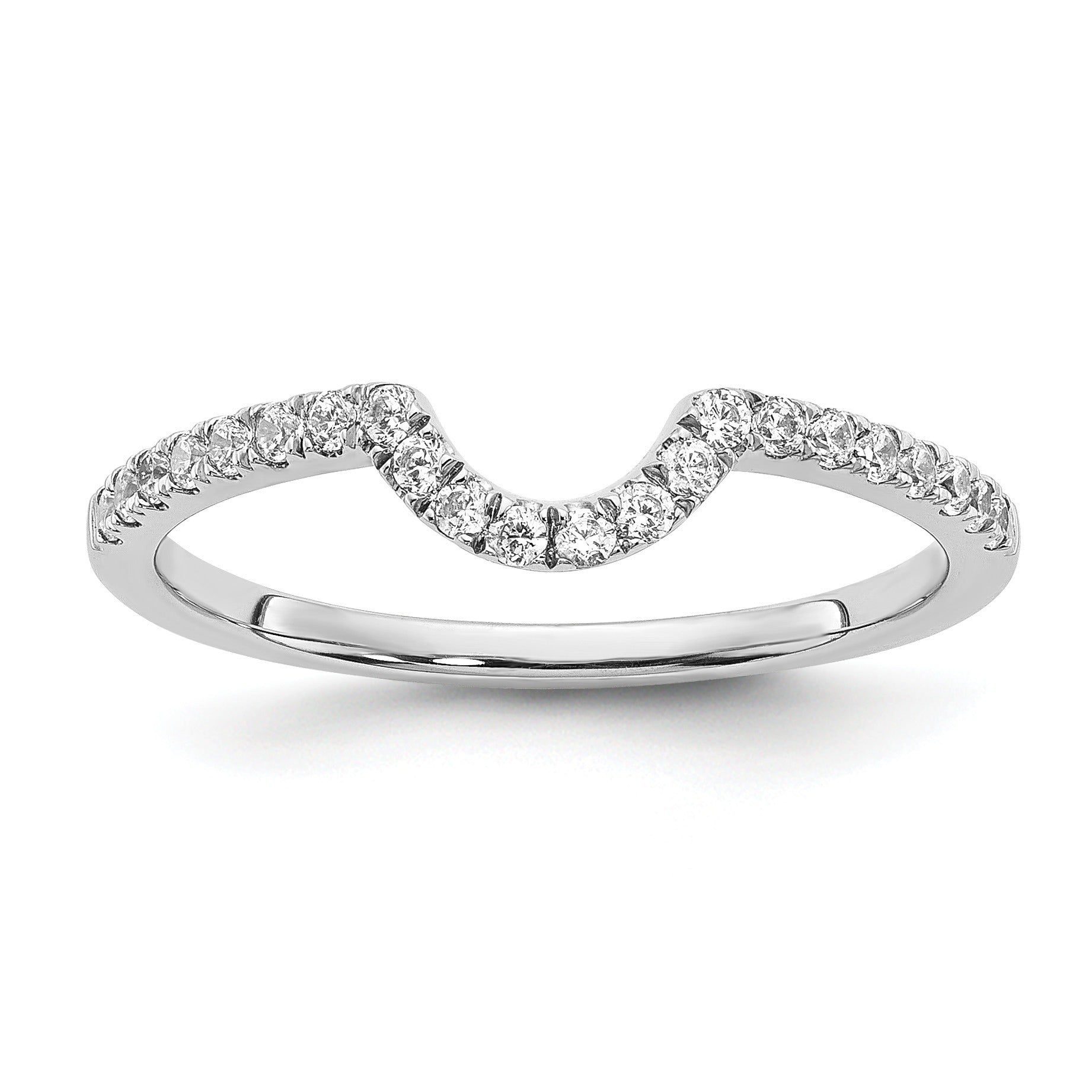 Round Lab Diamond Pavé 14K White Gold Curved Wedding Enhancer Band