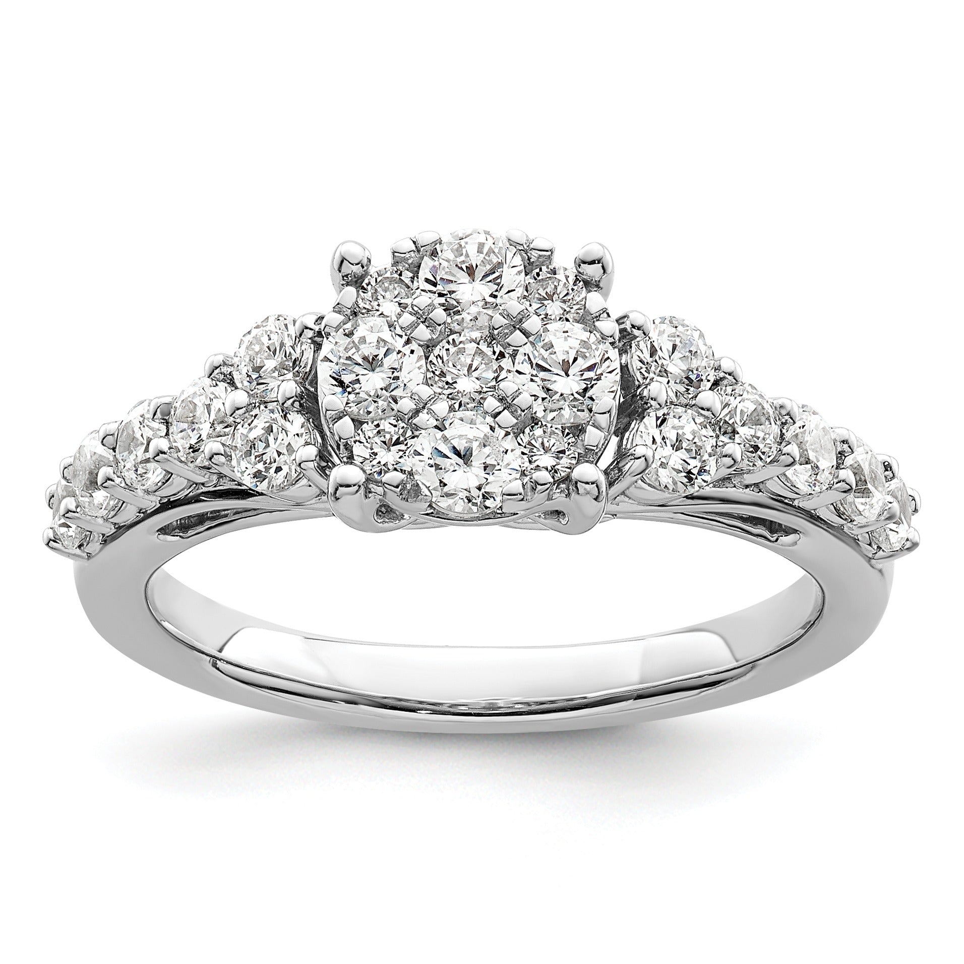 White Gold 1 carat Lab Grown Diamond Cluster Engagement Ring