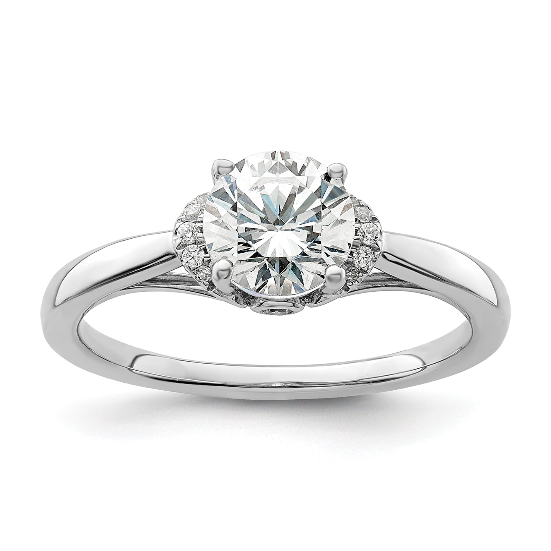 14k White Gold Lab Grown Diamond Round Semi Mount Solitaire Ring