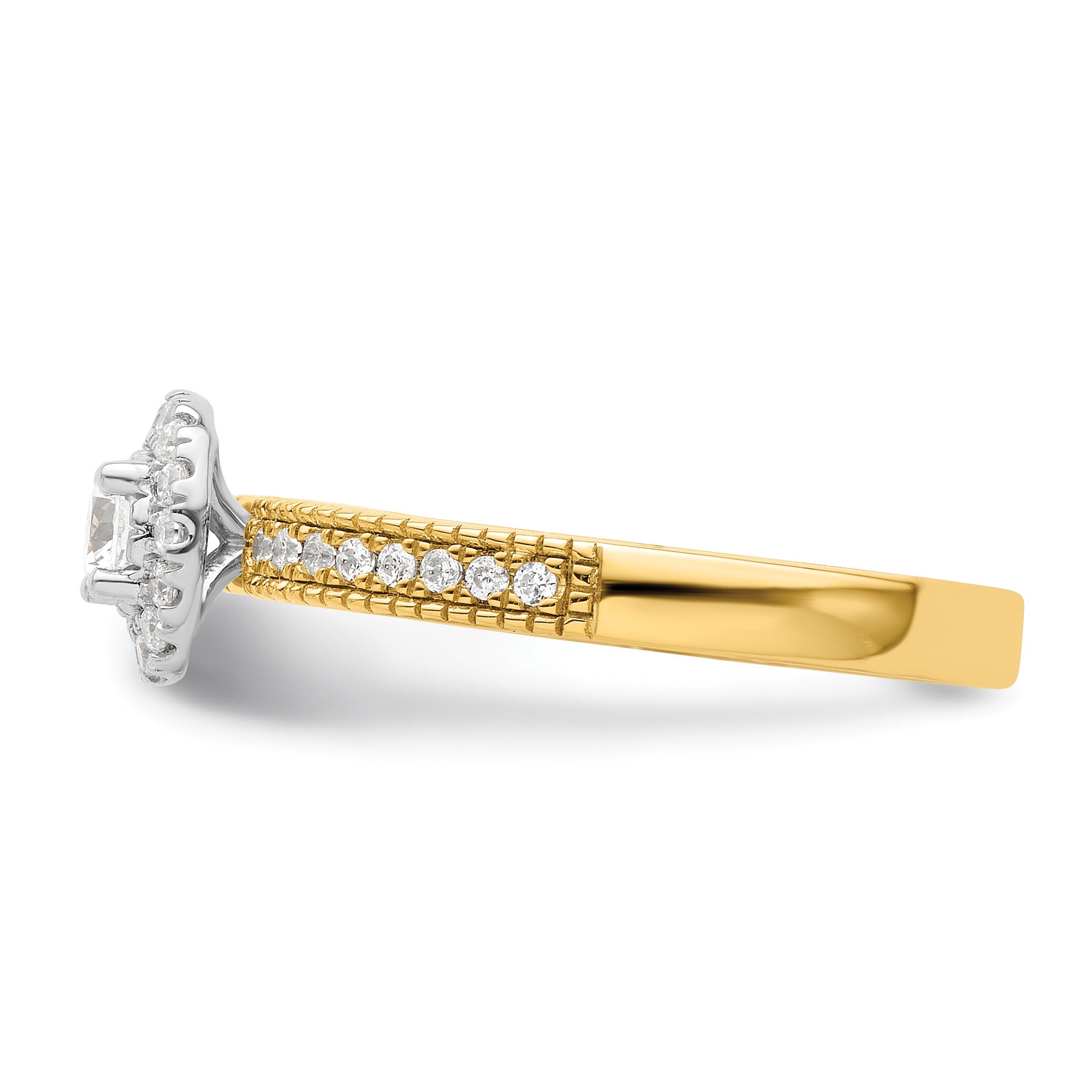 Two-Tone Lab Grown Diamond Halo Pave Ring