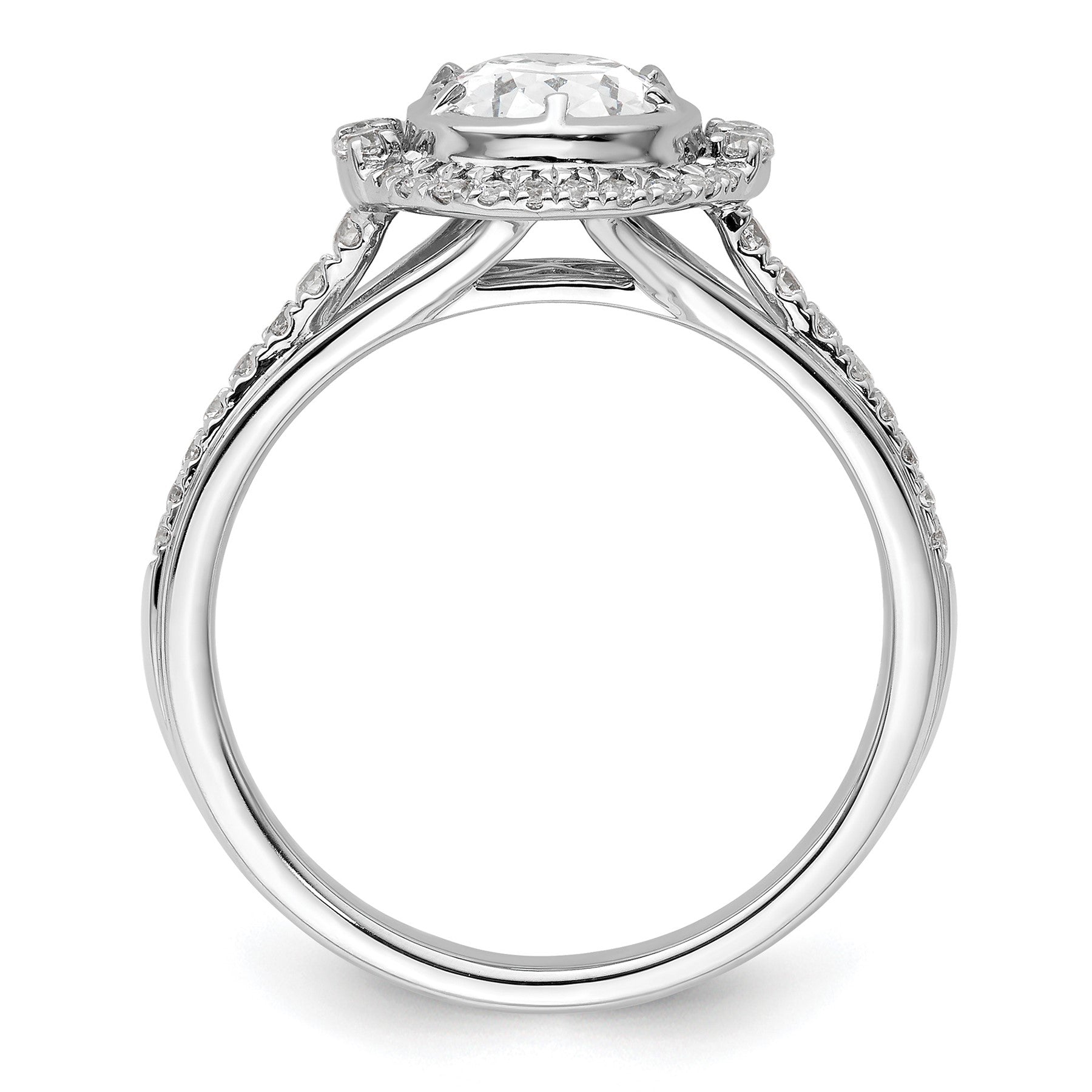 14K White Gold Lab Grown Diamond Semi-Mount Oval Halo Engagement Ring 1/3 Ct