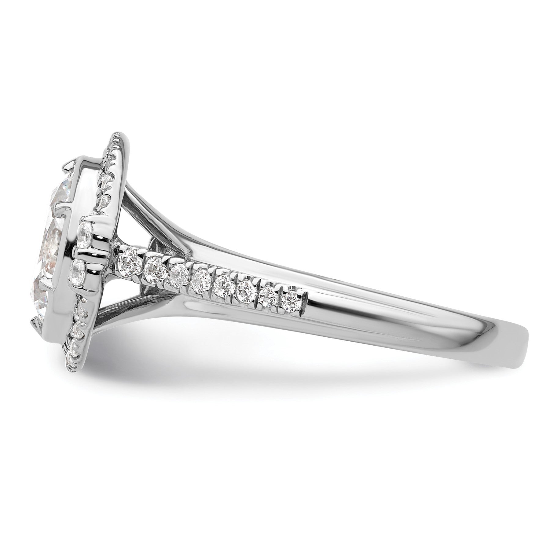 14K White Gold Lab Grown Diamond Semi-Mount Oval Halo Engagement Ring 1/3 Ct