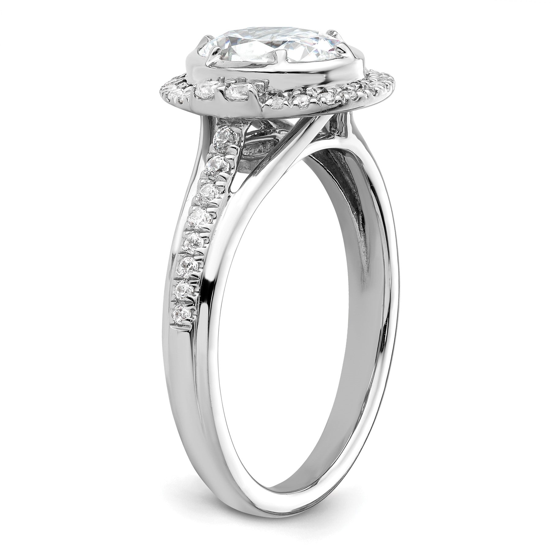 14K White Gold Lab Grown Diamond Semi-Mount Oval Halo Engagement Ring 1/3 Ct