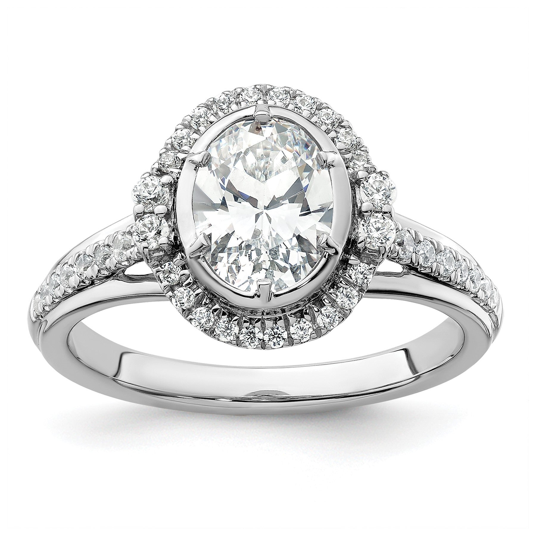 14K White Gold Lab Grown Diamond Semi-Mount Oval Halo Engagement Ring 1/3 Ct