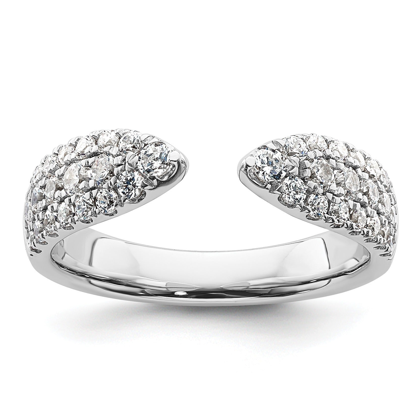 IGI Certified 0.75 Ct Round White Lab Grown Diamond Pavé 14K White Gold Wedding Band Enhancer