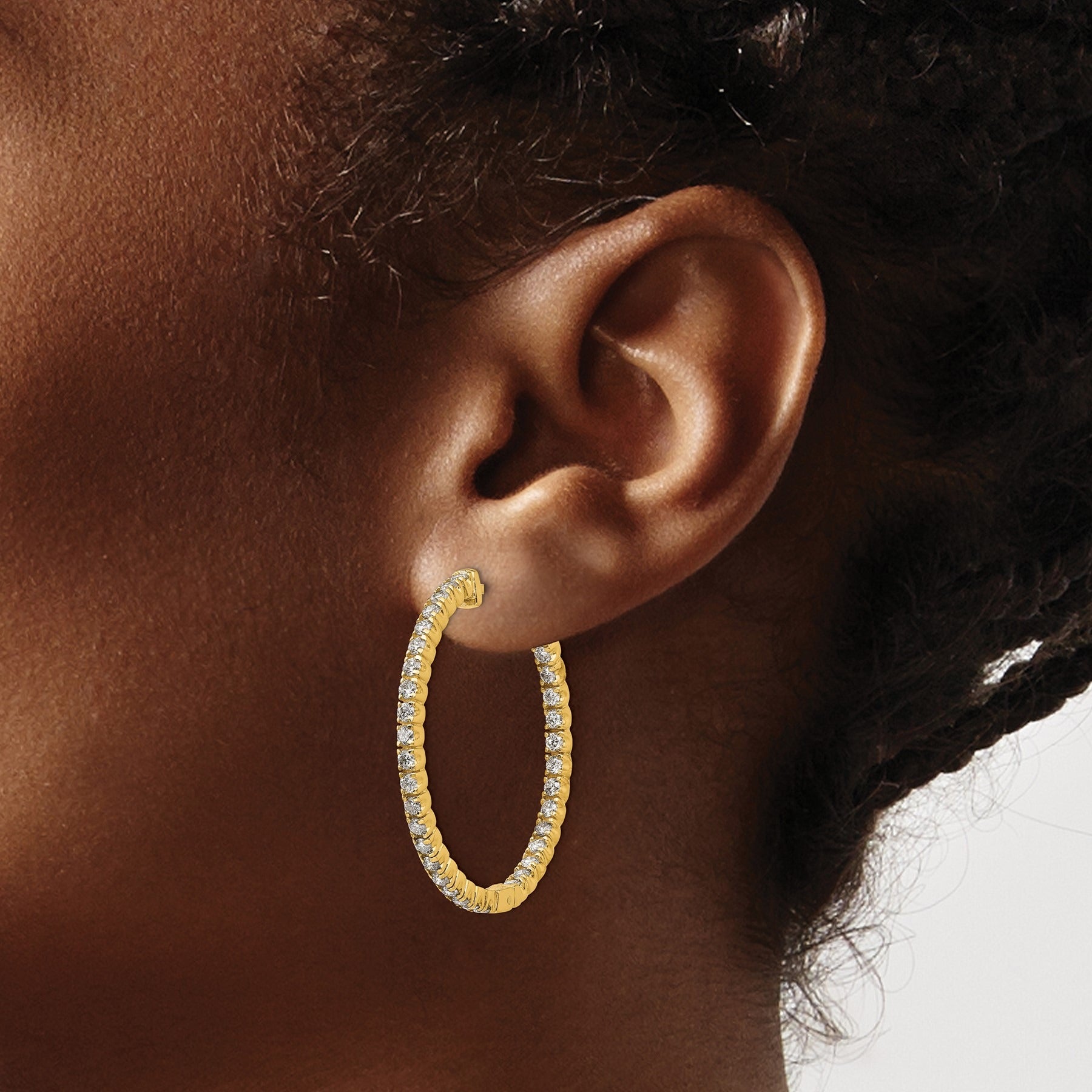 14K Gold Lab Grown Diamond Hoop Earrings 2 Ct