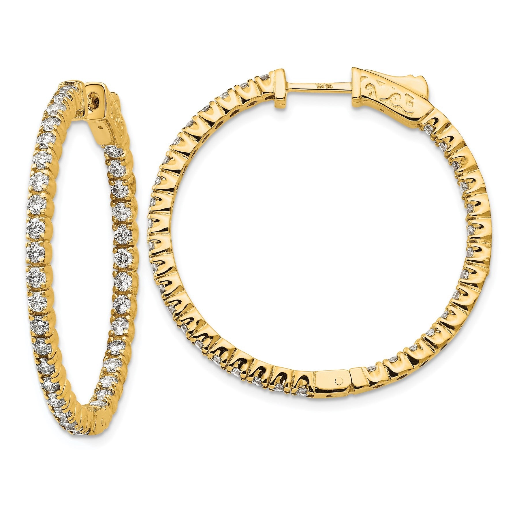 14K Gold Lab Grown Diamond Hoop Earrings 2 Ct