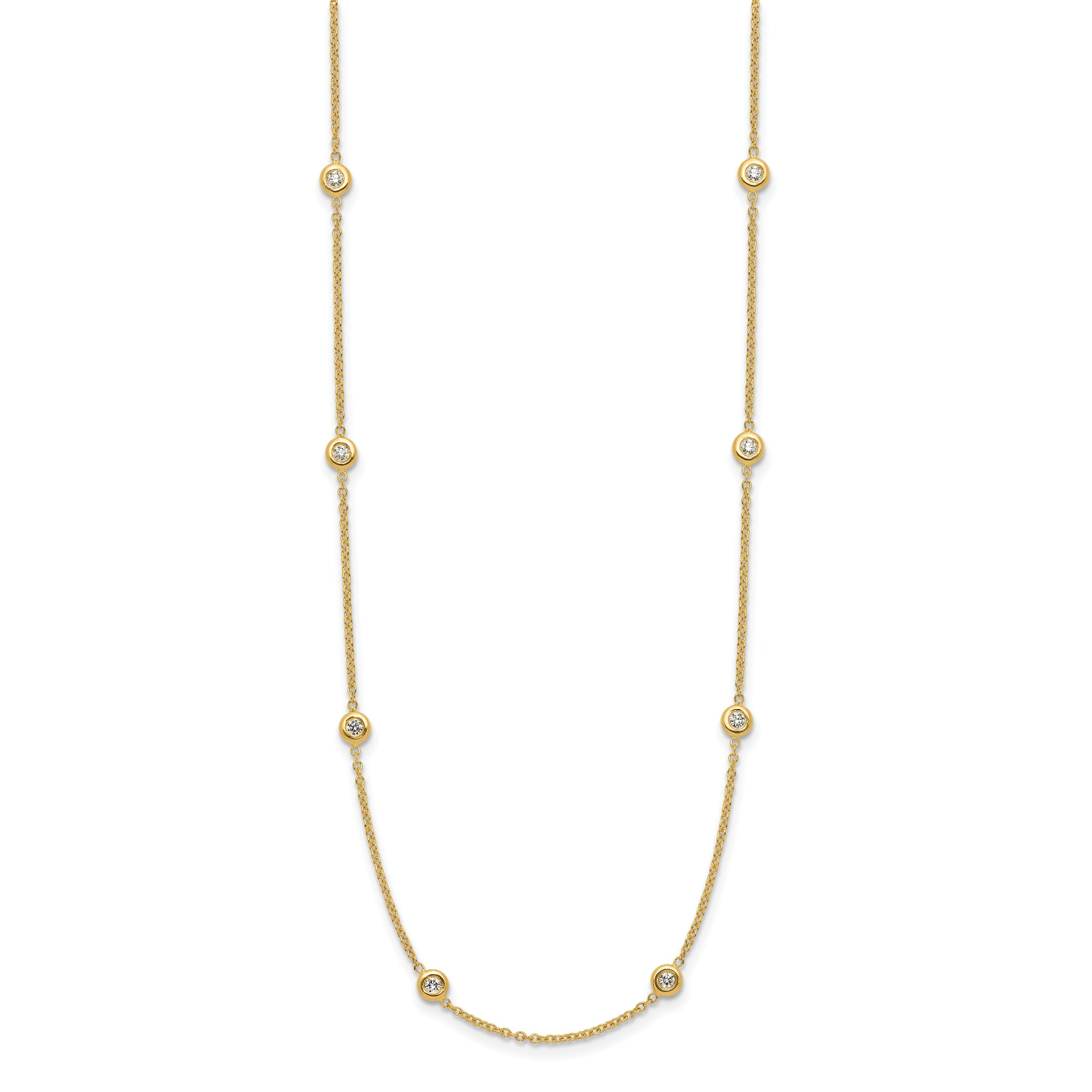 14K Gold Lab Grown Diamond 16 Inch Ten Station Necklace