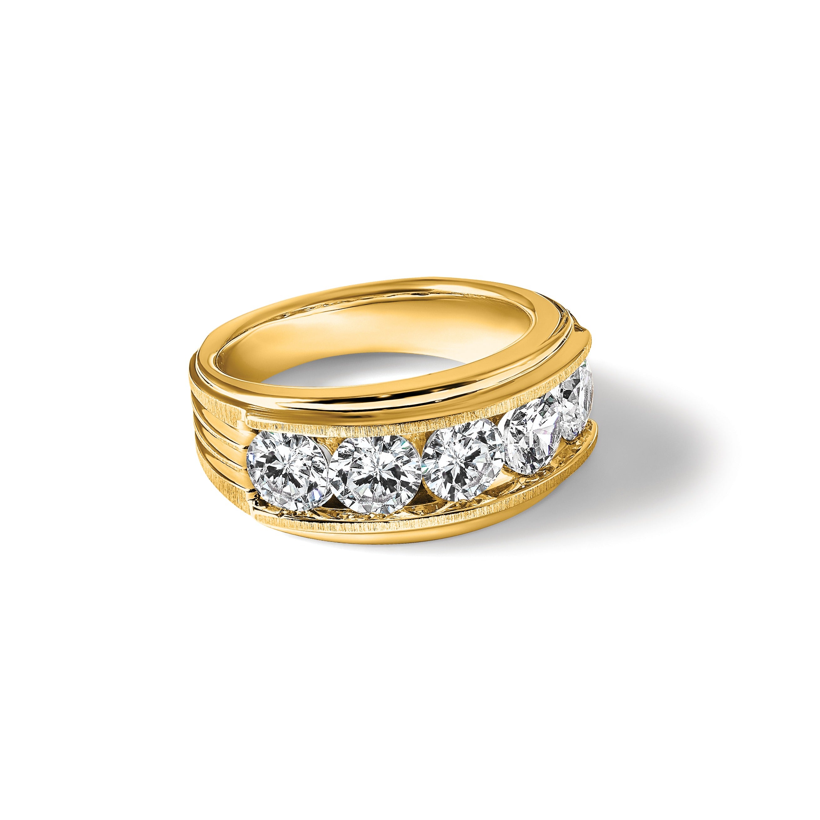 14k Yellow Gold 3 1/2 carat Lab Grown Diamond Five Stone Ring