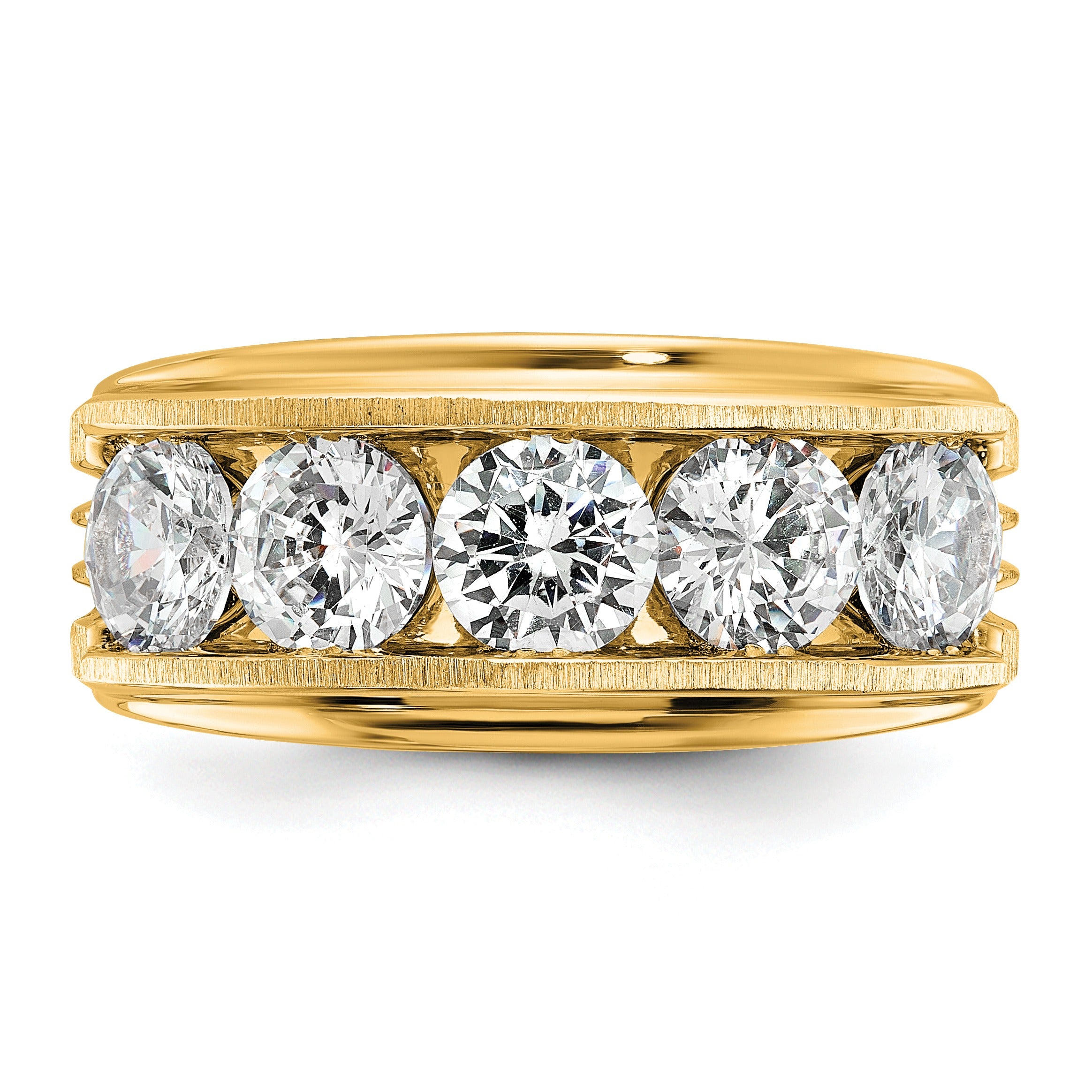 14k Yellow Gold 3 1/2 carat Lab Grown Diamond Five Stone Ring