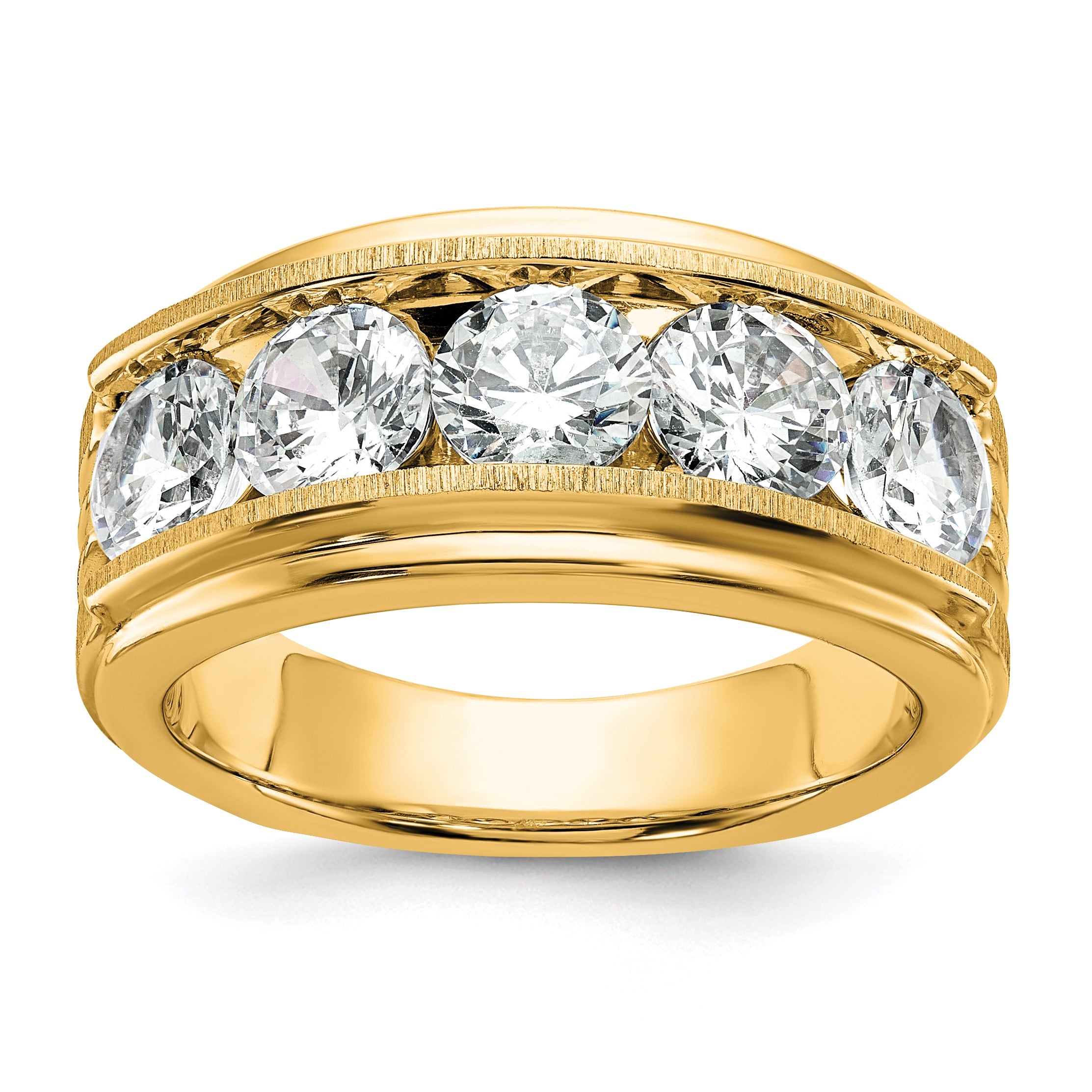 14k Yellow Gold 3 1/2 carat Lab Grown Diamond Five Stone Ring