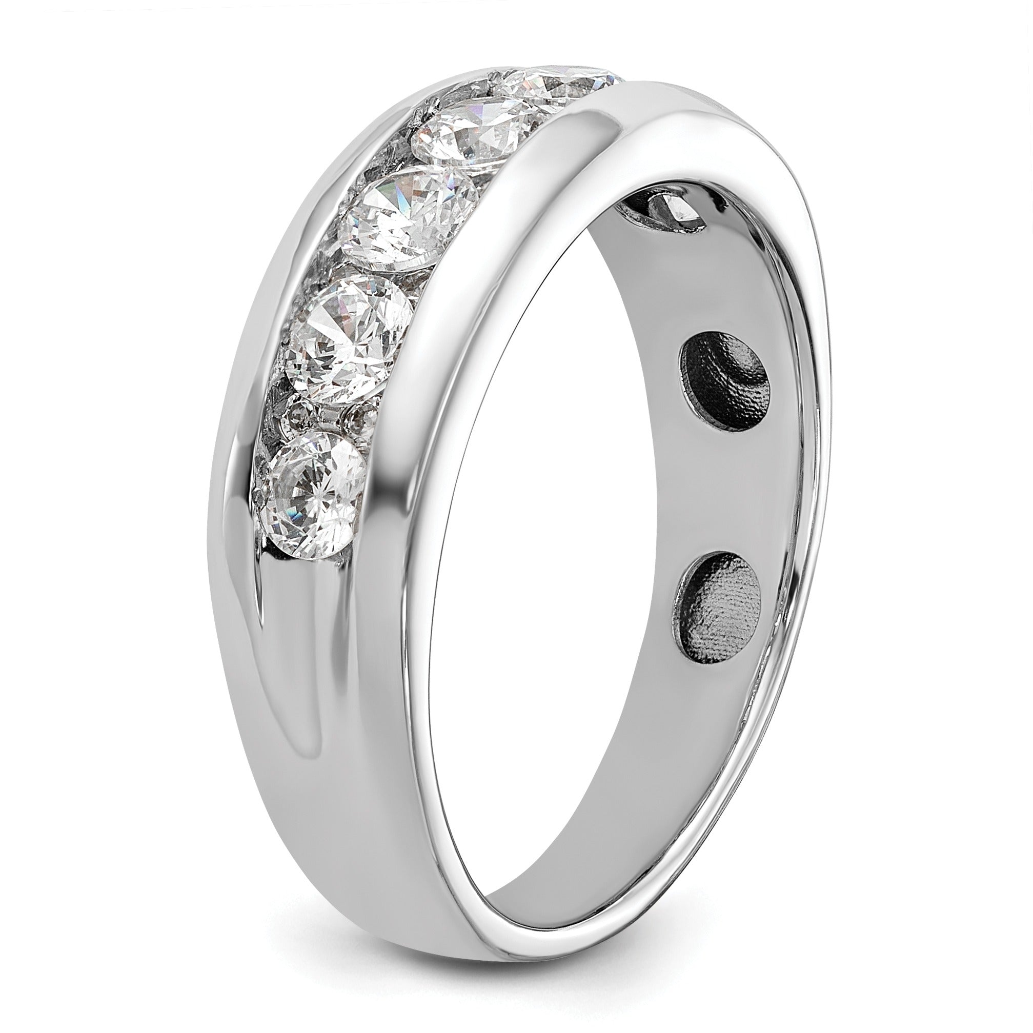 14k White Gold Seven Stone Men's Ring Mounting