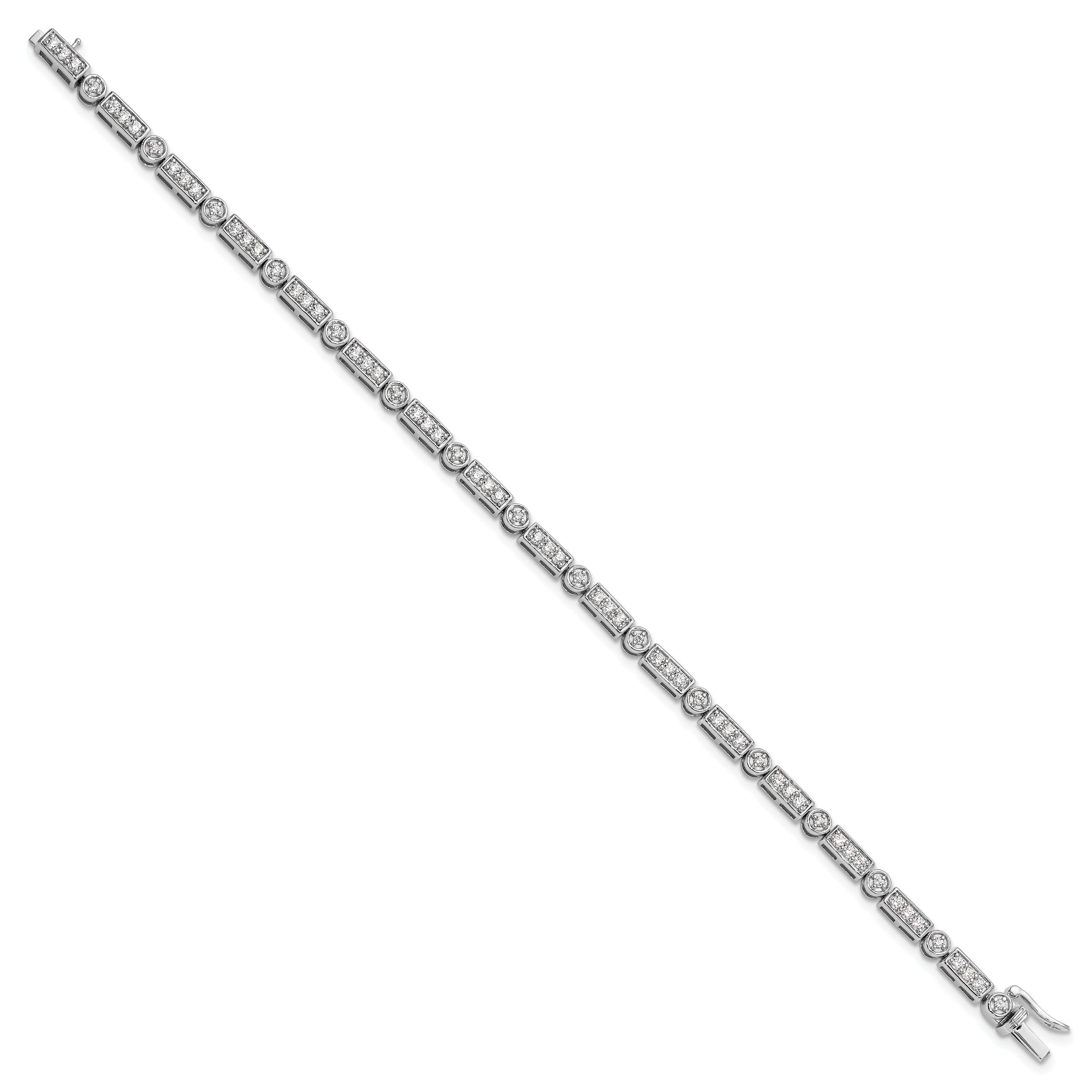 14k White Gold 1 3/8 carat Lab Diamond 7 inch Fancy Bracelet