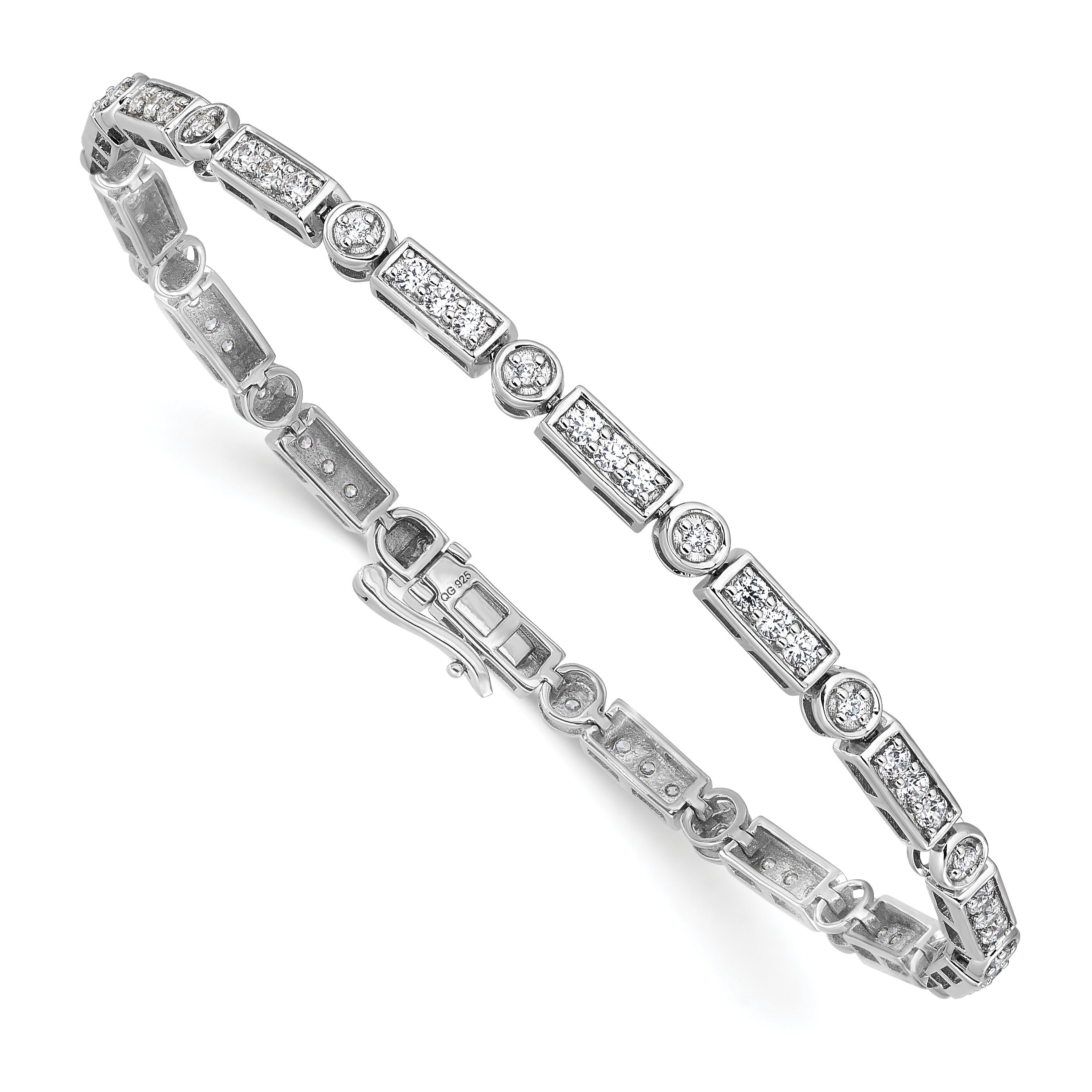 14k White Gold 1 3/8 carat Lab Diamond 7 inch Fancy Bracelet