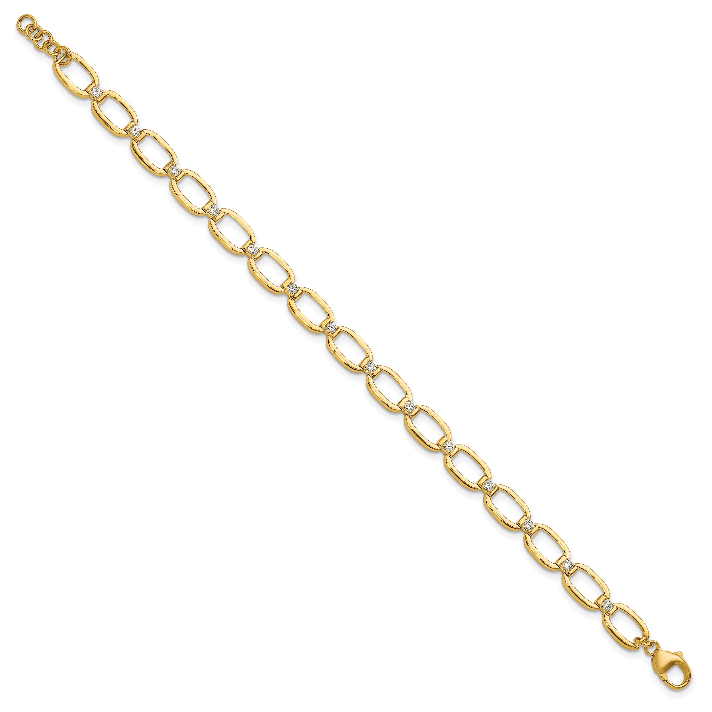 14k Yellow Gold 1/2 Carat Lab Diamond Oval Link Extension Bracelet