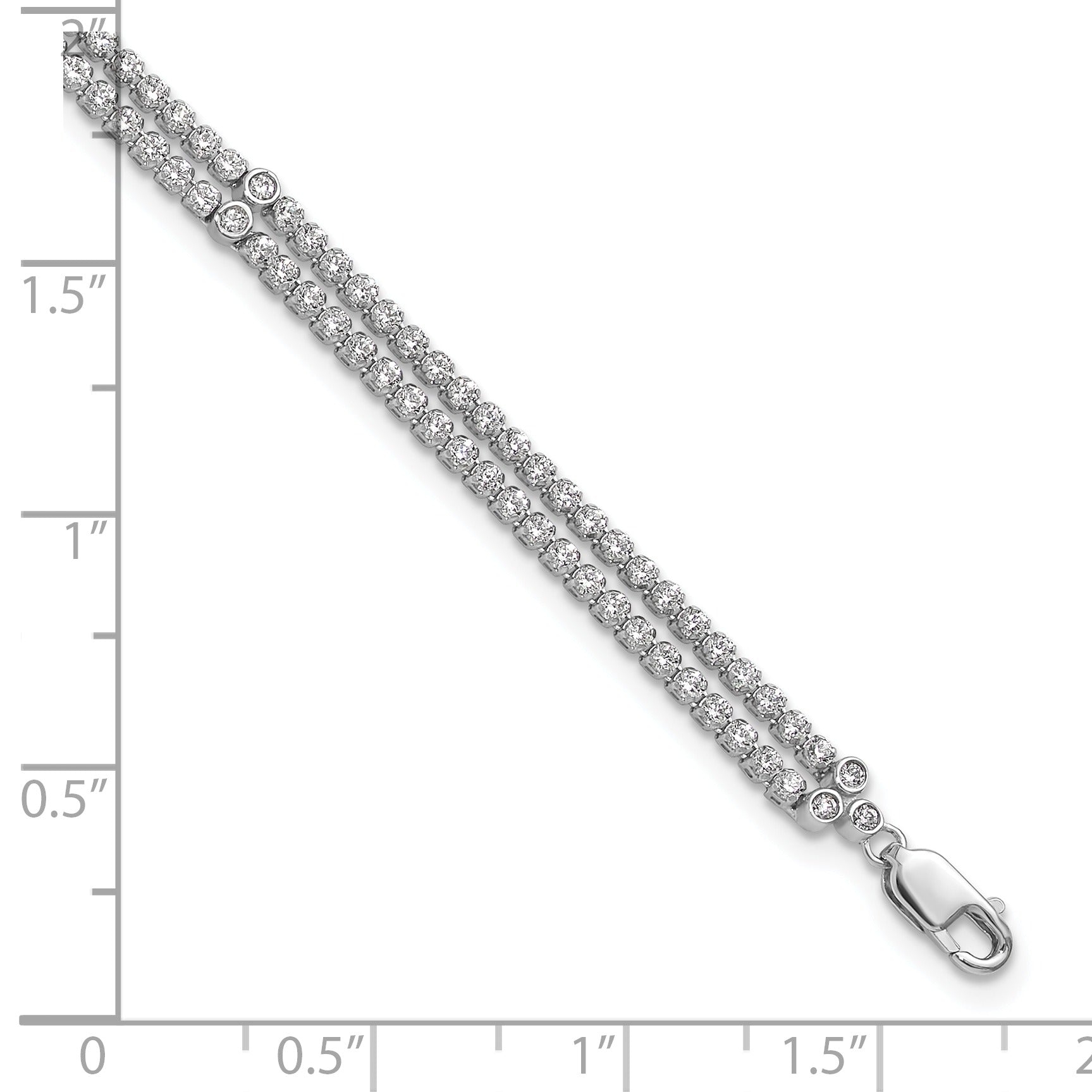 14k White Gold 2 3/4 carat Lab Grown Diamond Double Strand Extension Bracelet