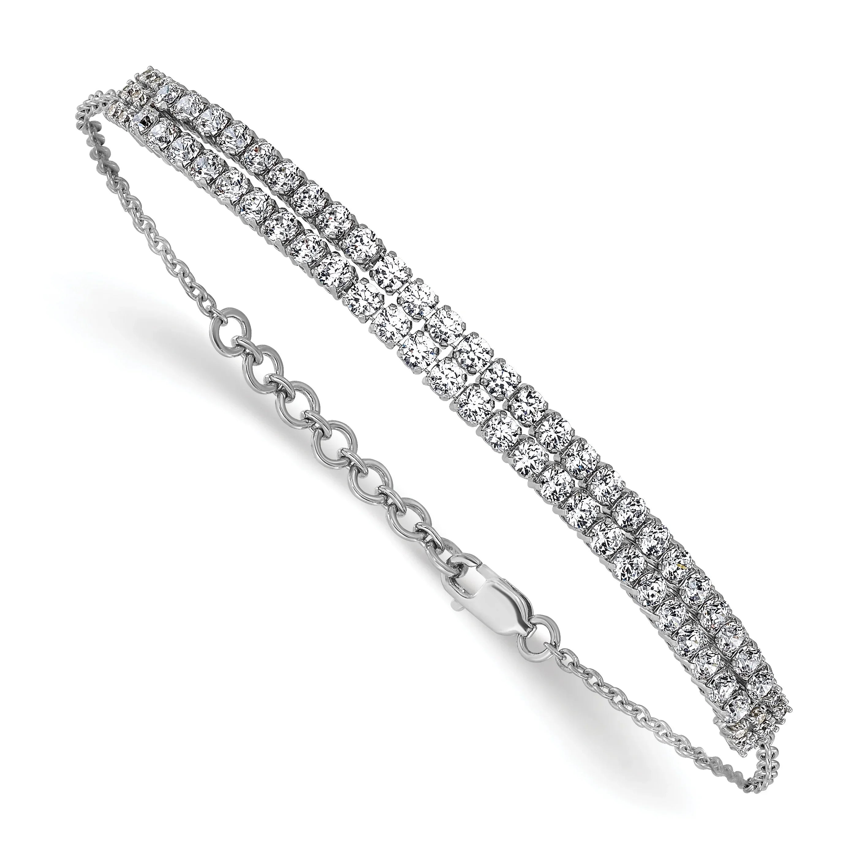 14k White Gold Lab Grown Diamond Tennis Extension Bolo Bracelet - Fine Diamond