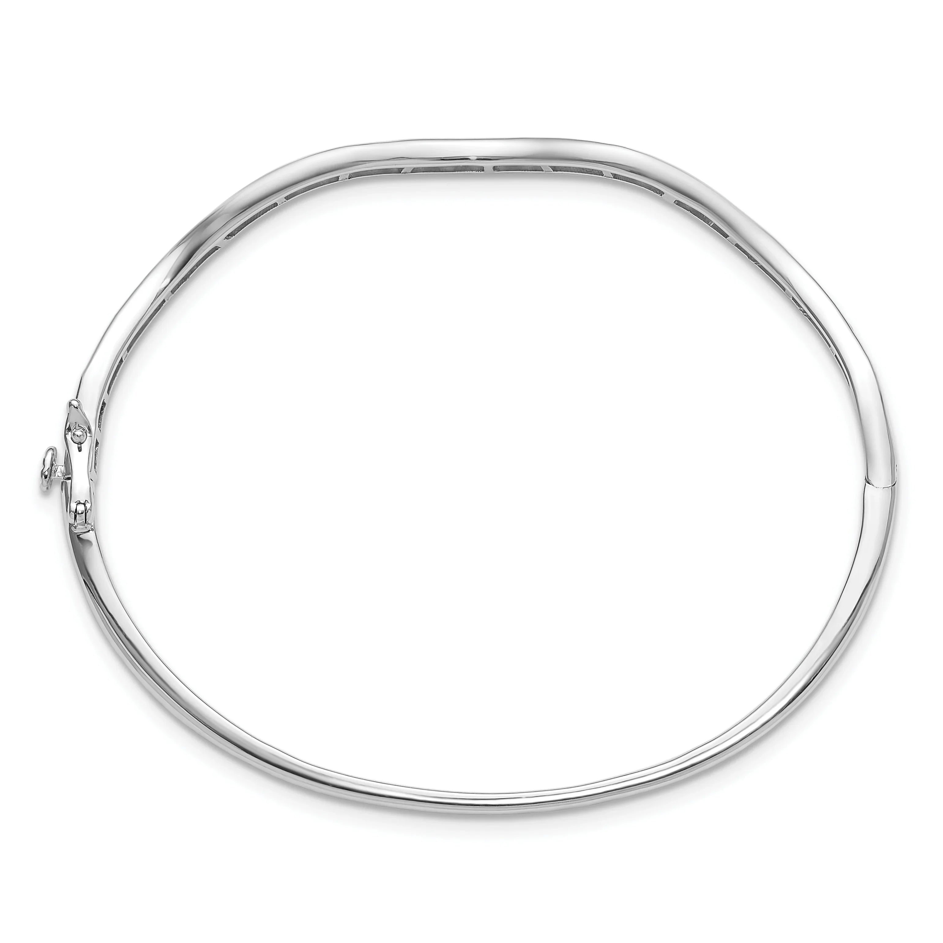 14k White Gold Lab Grown Diamond Wavy Bangle Bracelet - Fine Diamond