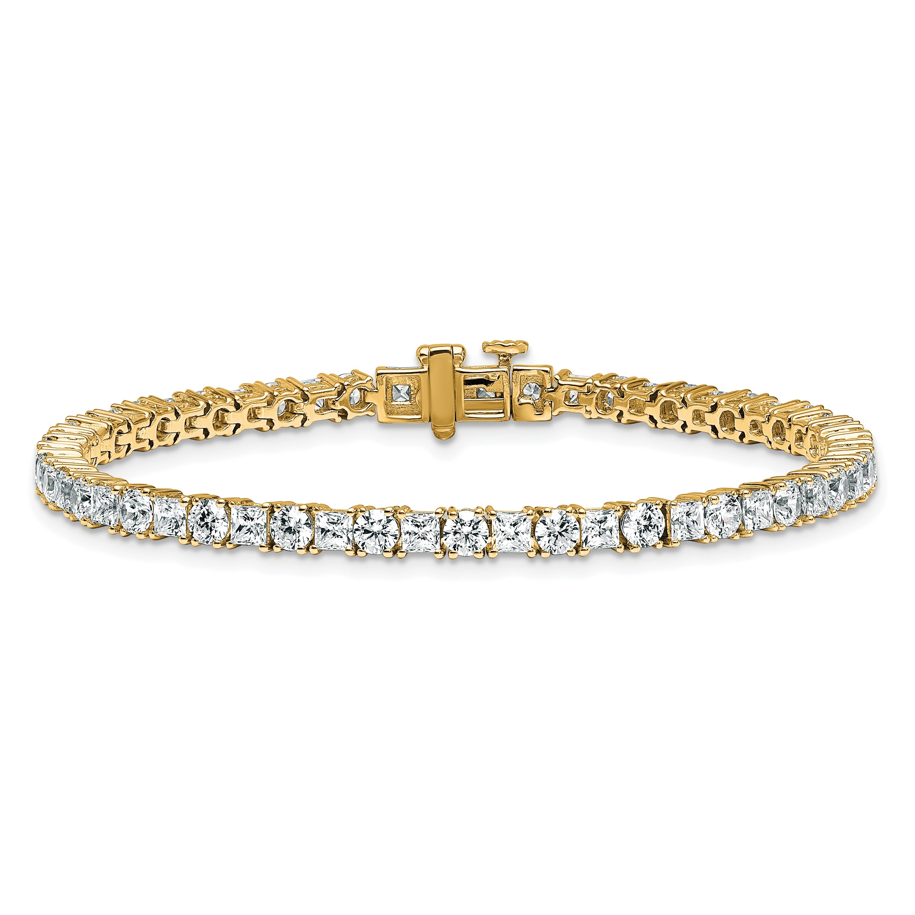 14k Yellow Gold Lab Diamond Tennis Bracelet 7 Carat