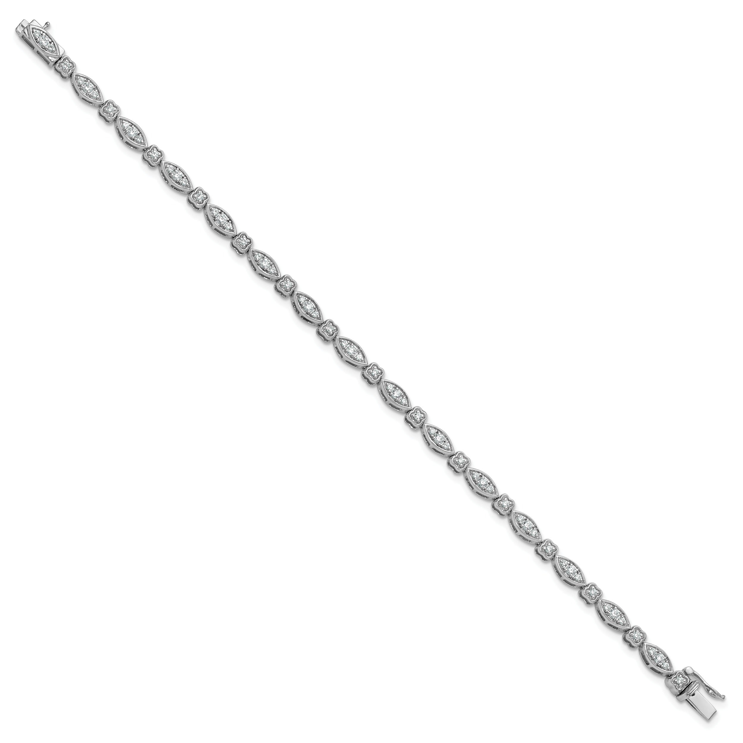 14k White Gold 1 carat Lab Grown Diamond  7 inch Fancy Bracelet