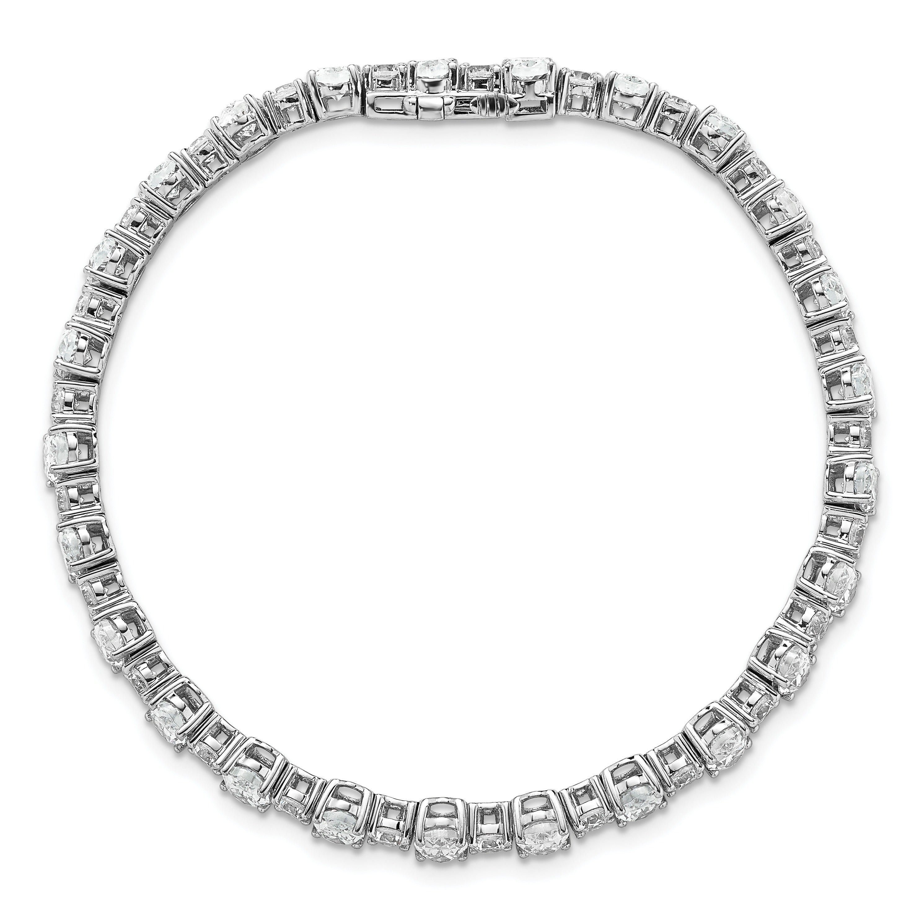 14k White Gold 11 carat Lab Diamond Round and Oval Fancy Tennis Bracelet