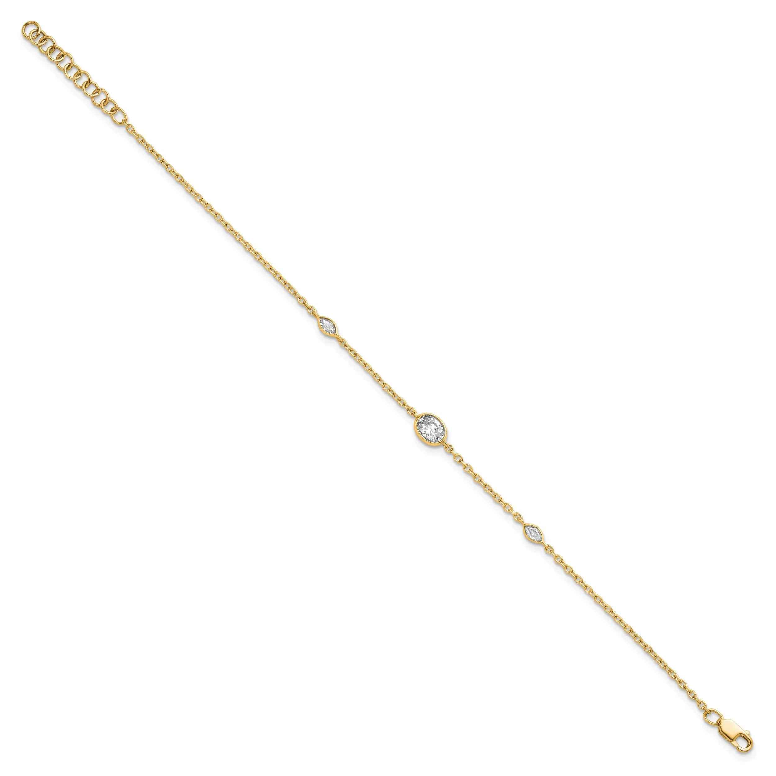 14K Yellow Gold Lab Diamond Extension Station Bolo Bracelet - Fine Diamond
