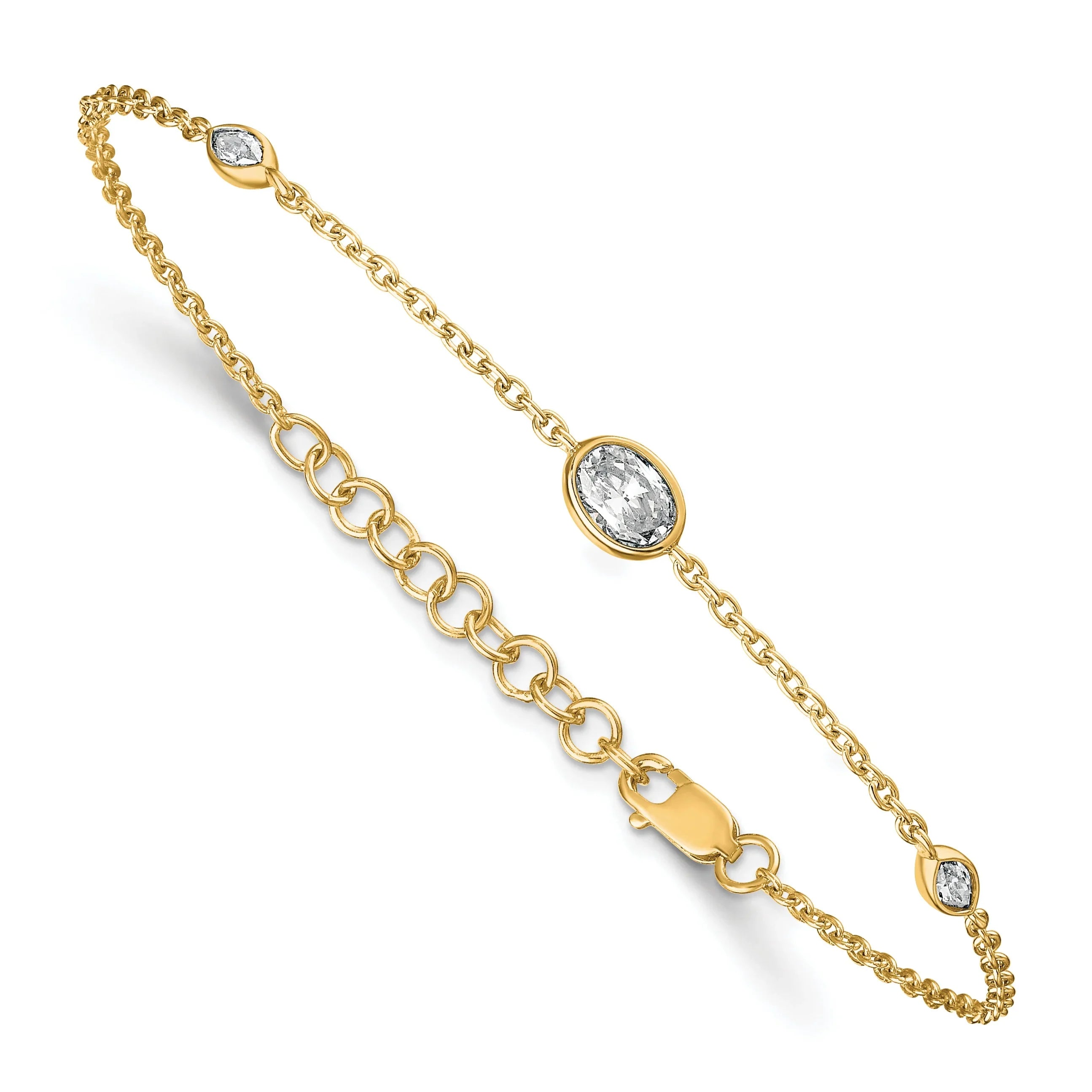 14K Yellow Gold Lab Diamond Extension Station Bolo Bracelet - Fine Diamond