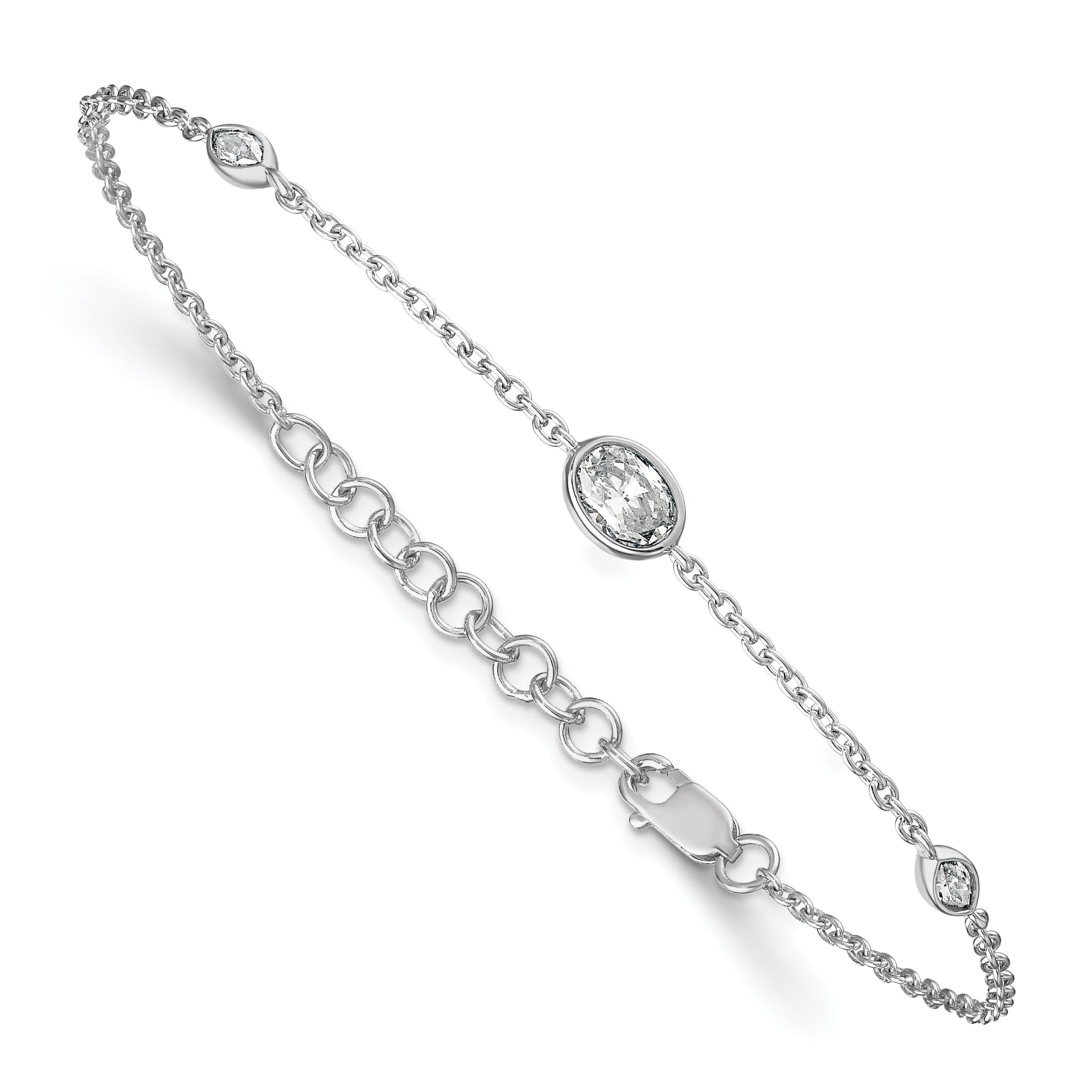14K White Gold 3/8 carat Lab Grown Diamond Extension Bracelet