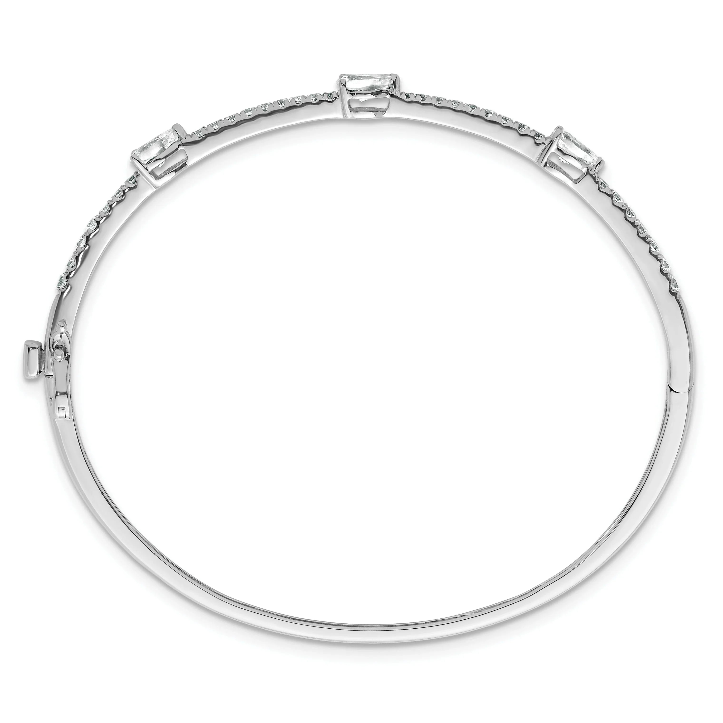 14K Gold Lab Grown Diamond Pear Hinged Bangle Bracelets - Fine Diamond