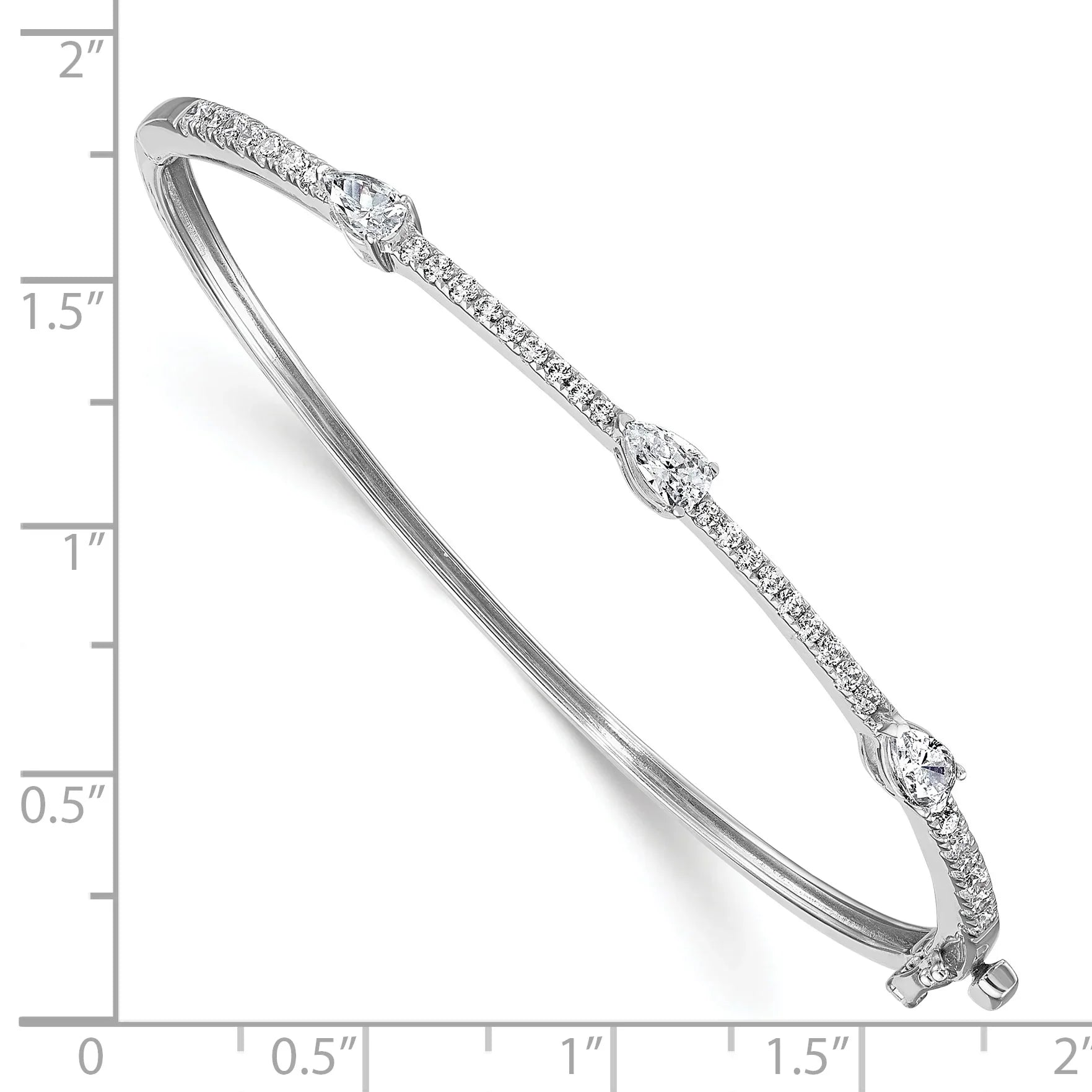 14K Gold Lab Grown Diamond Pear Hinged Bangle Bracelets - Fine Diamond