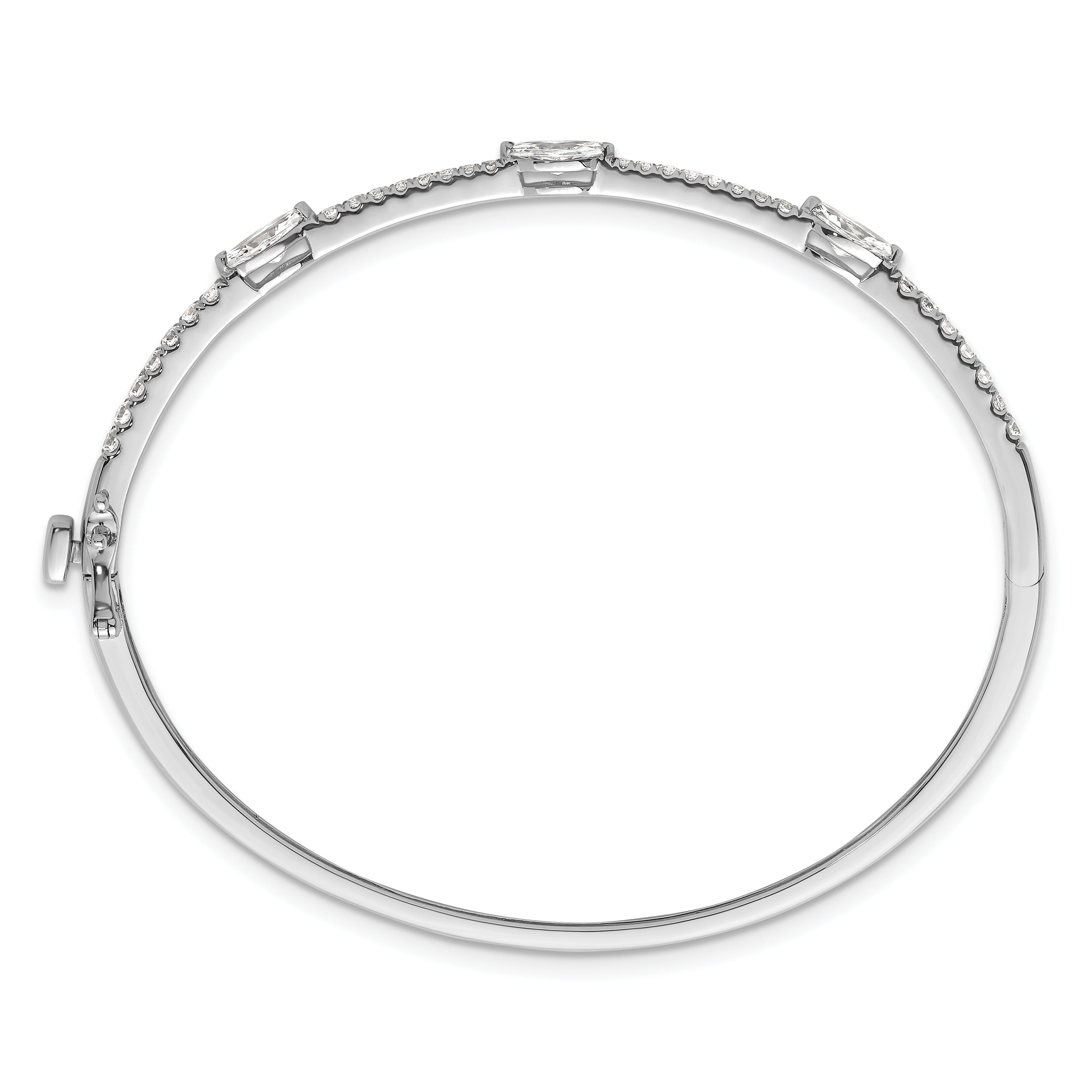 14k White Gold Lab Diamond Hinged Bangle Bracelet