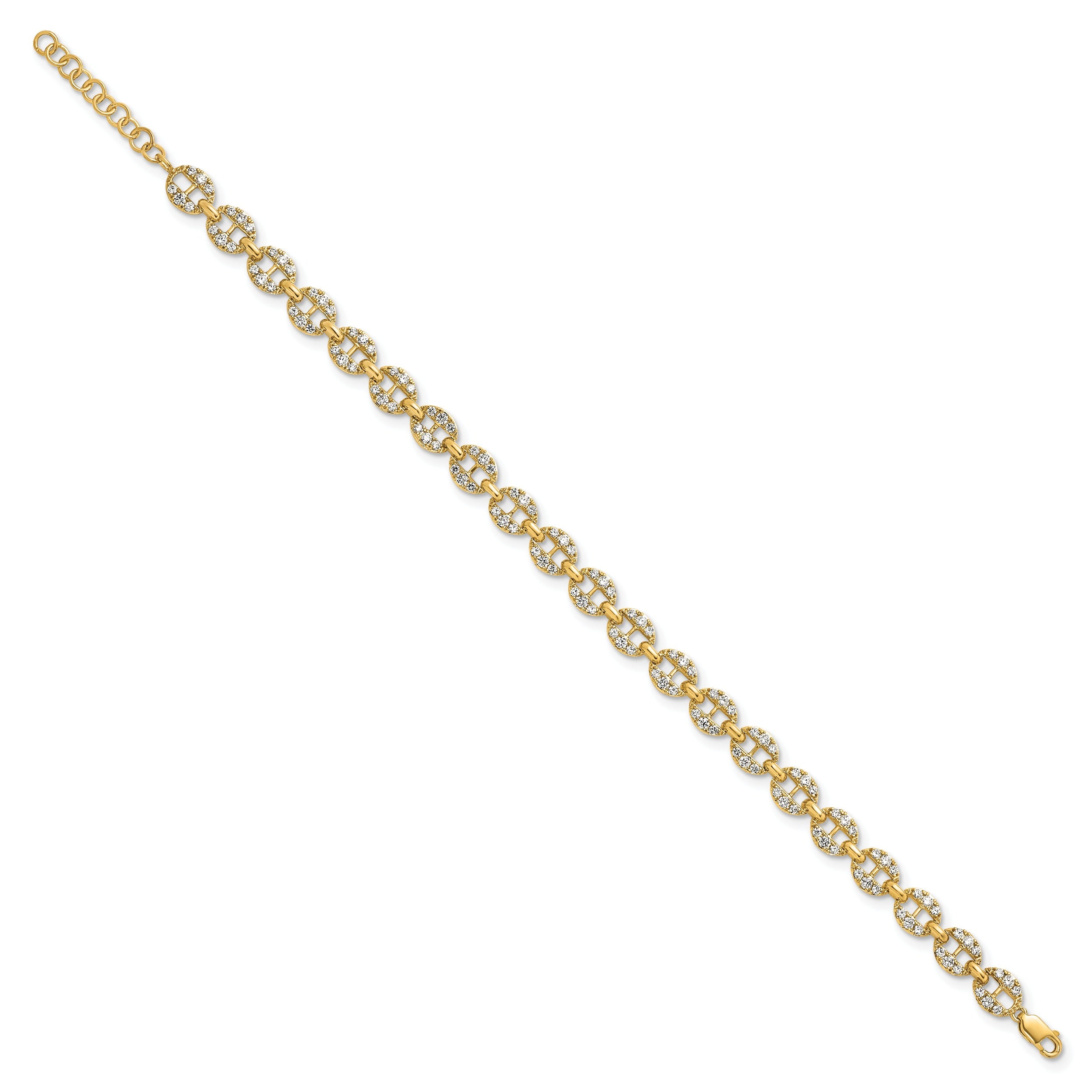 14K Gold Lab Grown Diamond Fancy Link Bracelets