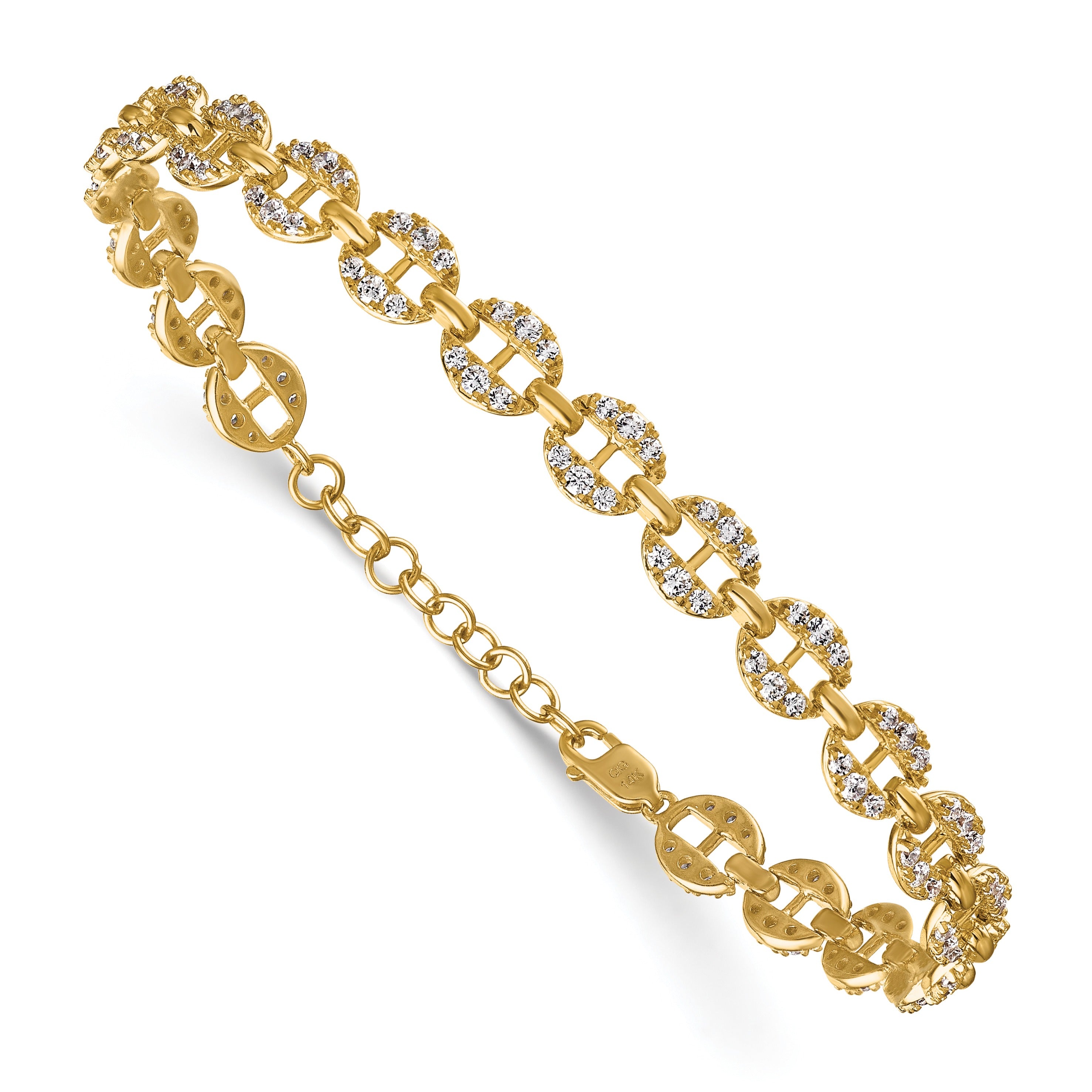 14K Gold Lab Grown Diamond Fancy Link Bracelets